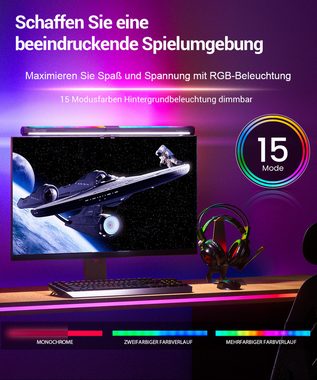 Quntis Klemmleuchten Pro mit RGB, 51cm 2in1 Bildschirmlampe für Computer Monitor, Gaming RGB, LED wechselbar, Tageslichtweiß, Variables RGB-Umgebungslicht, mit einstellbare Farbtemperatur Helligkeit, Tageslichtlampe für PC