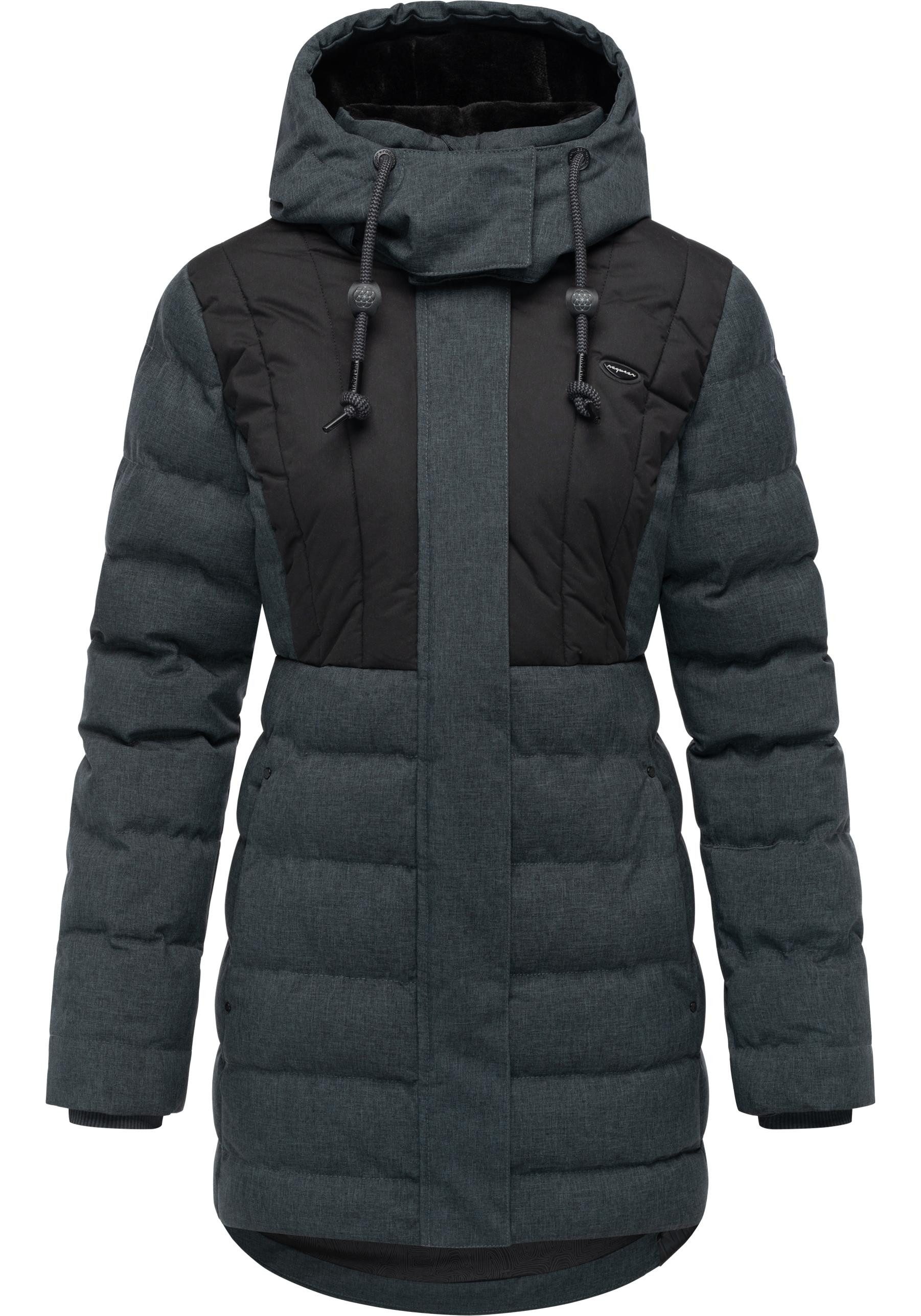 Ragwear Winterjacke Ashanta Block Wasserdichter gesteppter Winterparka mit gefütterter Kapuze