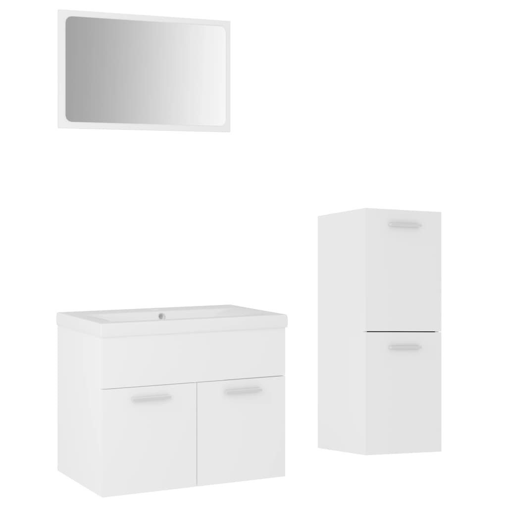 Badezimmer-Set Badmöbel-Set Weiß Holzwerkstoff