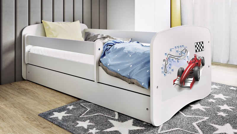 Bjird Kinderbett Babydream 180x80 cm 160x80 cm 140x70 cm (optional mit Matratze, mit Schublade Rausfallschutz und Lattenrost), verschieden Farben und Varianten für Mädchen und Jungen