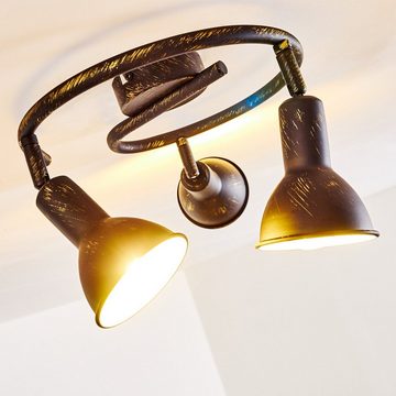 hofstein Deckenleuchte »Celano« runde Deckenlampe aus Metall in Schwarz/Gold/Weiß, ohne Leuchtmittel, Rondell mit verstellbaren Strahlern, 3xE14, im Retro/Vintage Design