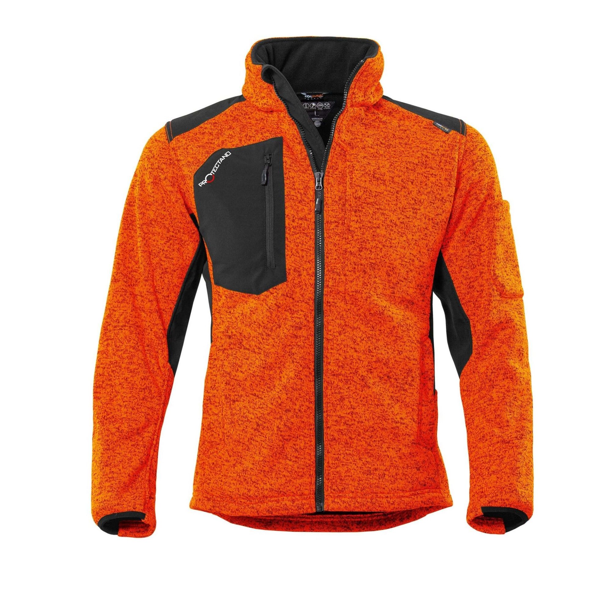 Qualitex Workwear Arbeitsjacke wärmende (melange) Strickfleece-Übergangsjacke - Softshell & Cordura
