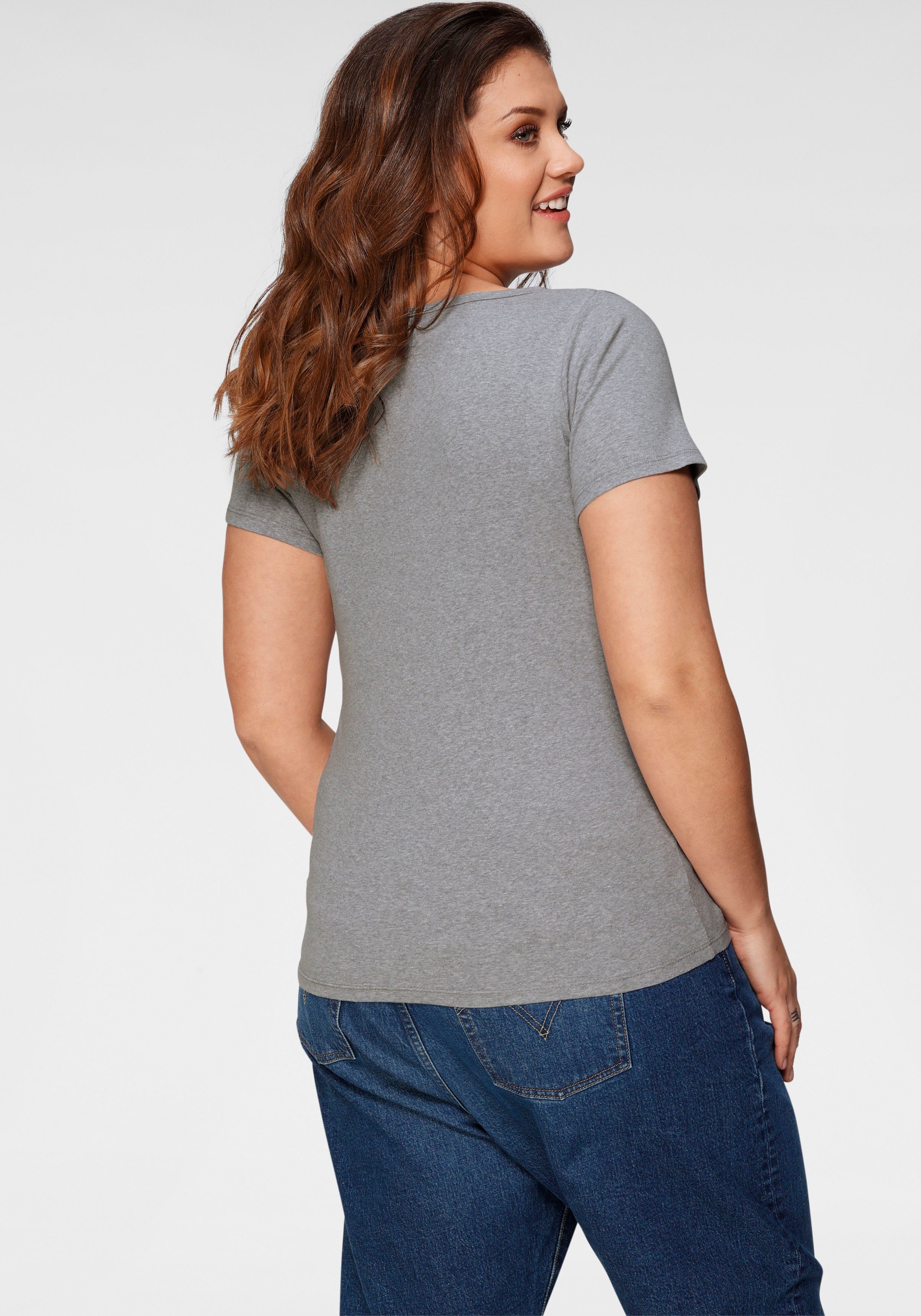 Levi's® Plus T-Shirt Perfect Crew grau-meliert, (2er-Pack) weiß