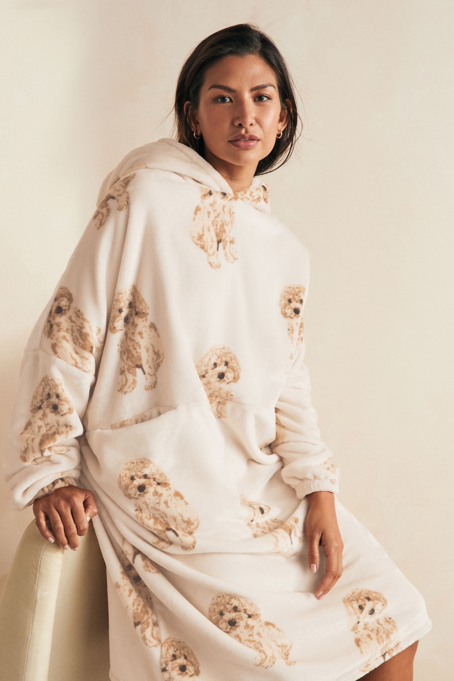 Next Damenbademantel Oversize-Kuscheldecke mit Kapuze, Charlie, Polyester