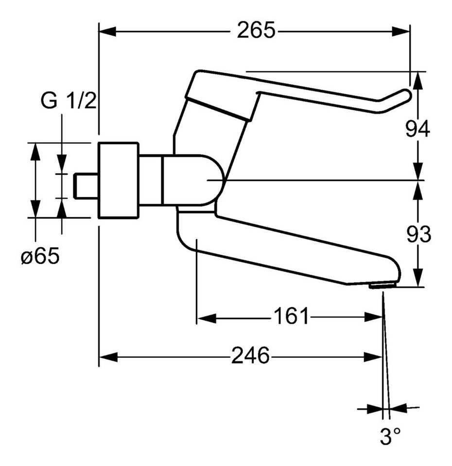 Thumbnail - HANSA Waschtischarmatur Hansamedipro Einhand-Wandbatterie, DN 16 Care® Strahlregler Objektbügelhebel