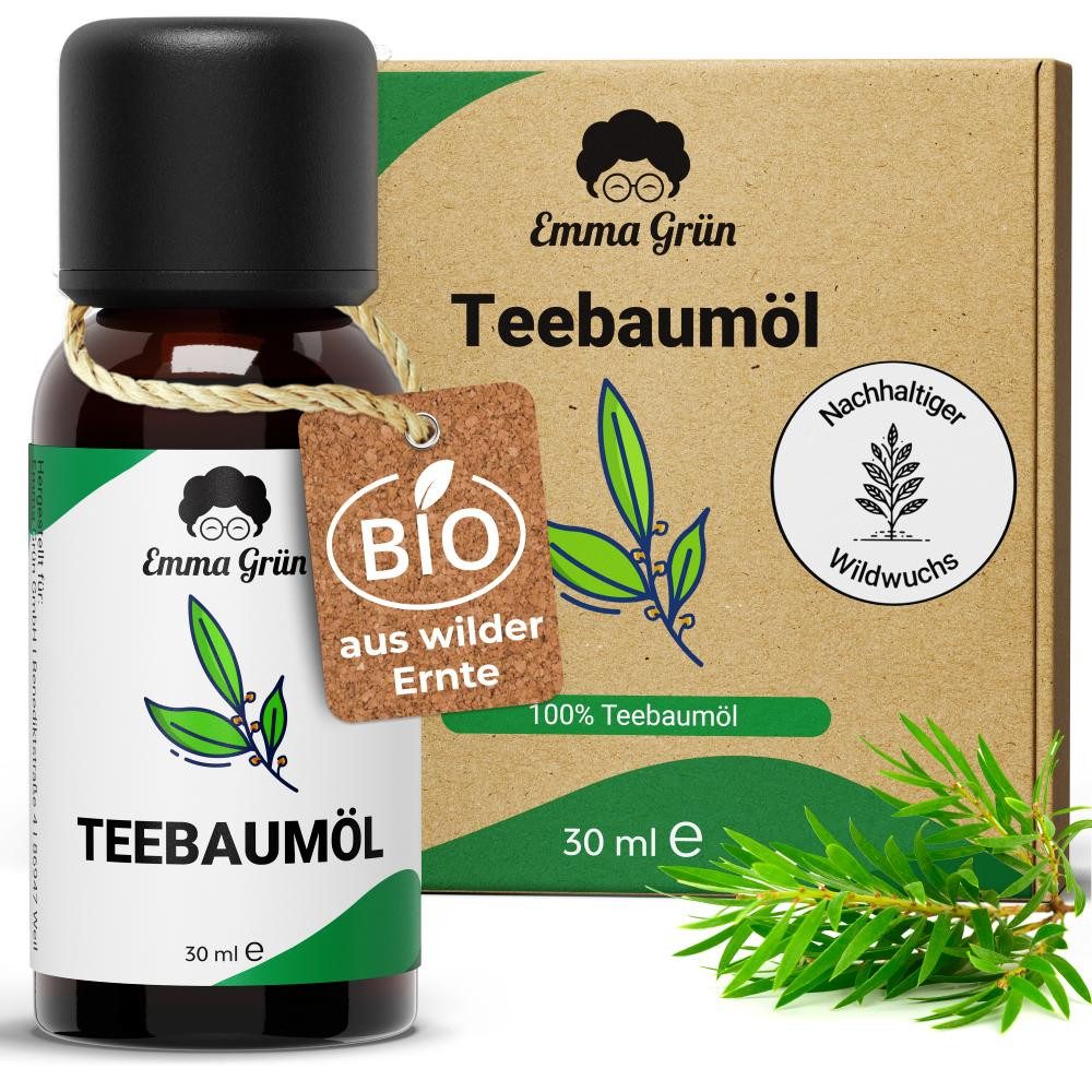 Emma Grün Duftöl Teebaum, naturrein & hochdosiert, aus Wildwuchs (Packung), Natürlich, ergiebig, für Aromatherapie, Kerzen, Seifen, Pflegeprodukte