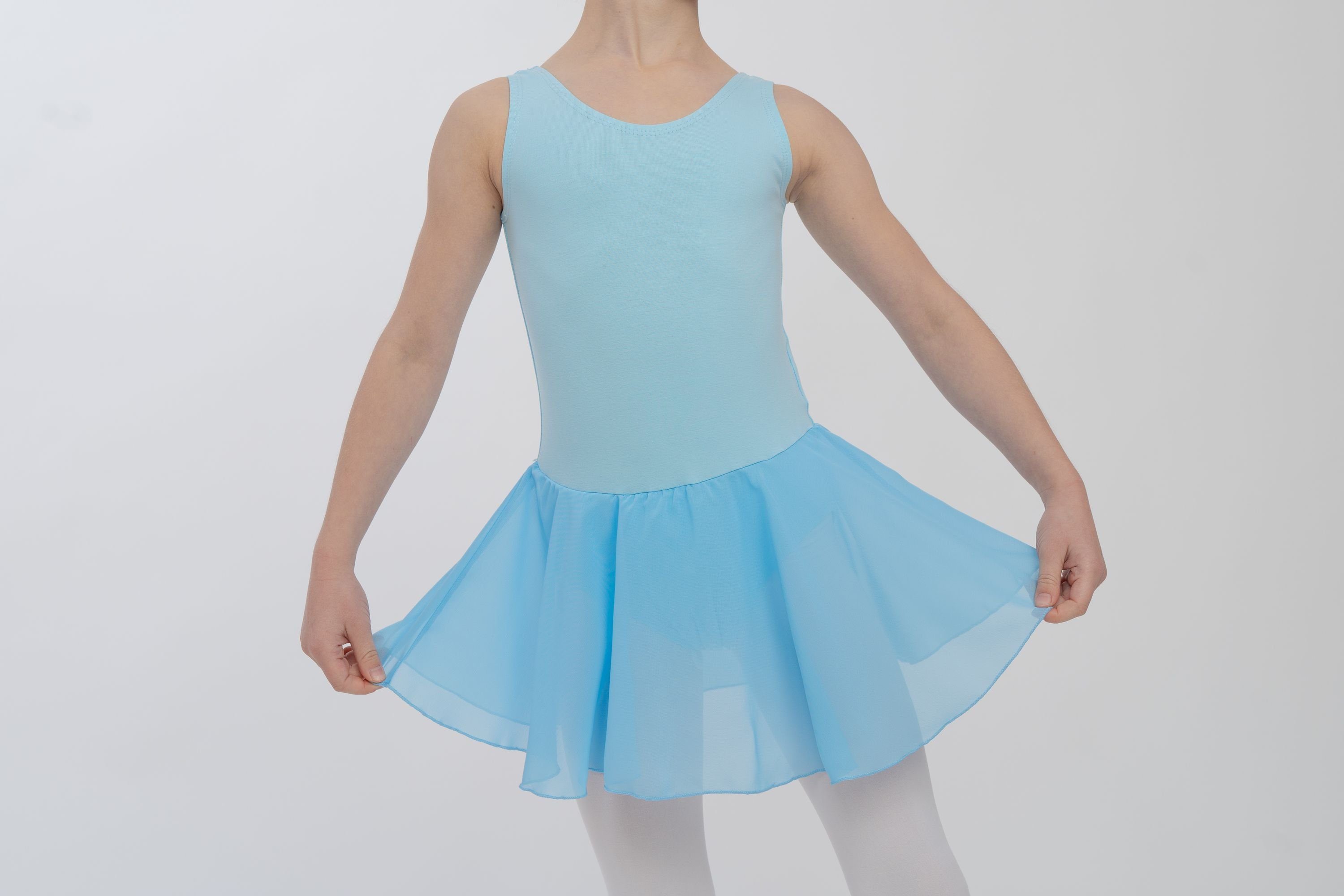 mit Mädchen Kinder aus Bella Ballett Chiffonkleid für tanzmuster Schlüssellochausschnitt weicher Ballettbody Baumwolle Ballettkleid fürs hellblau