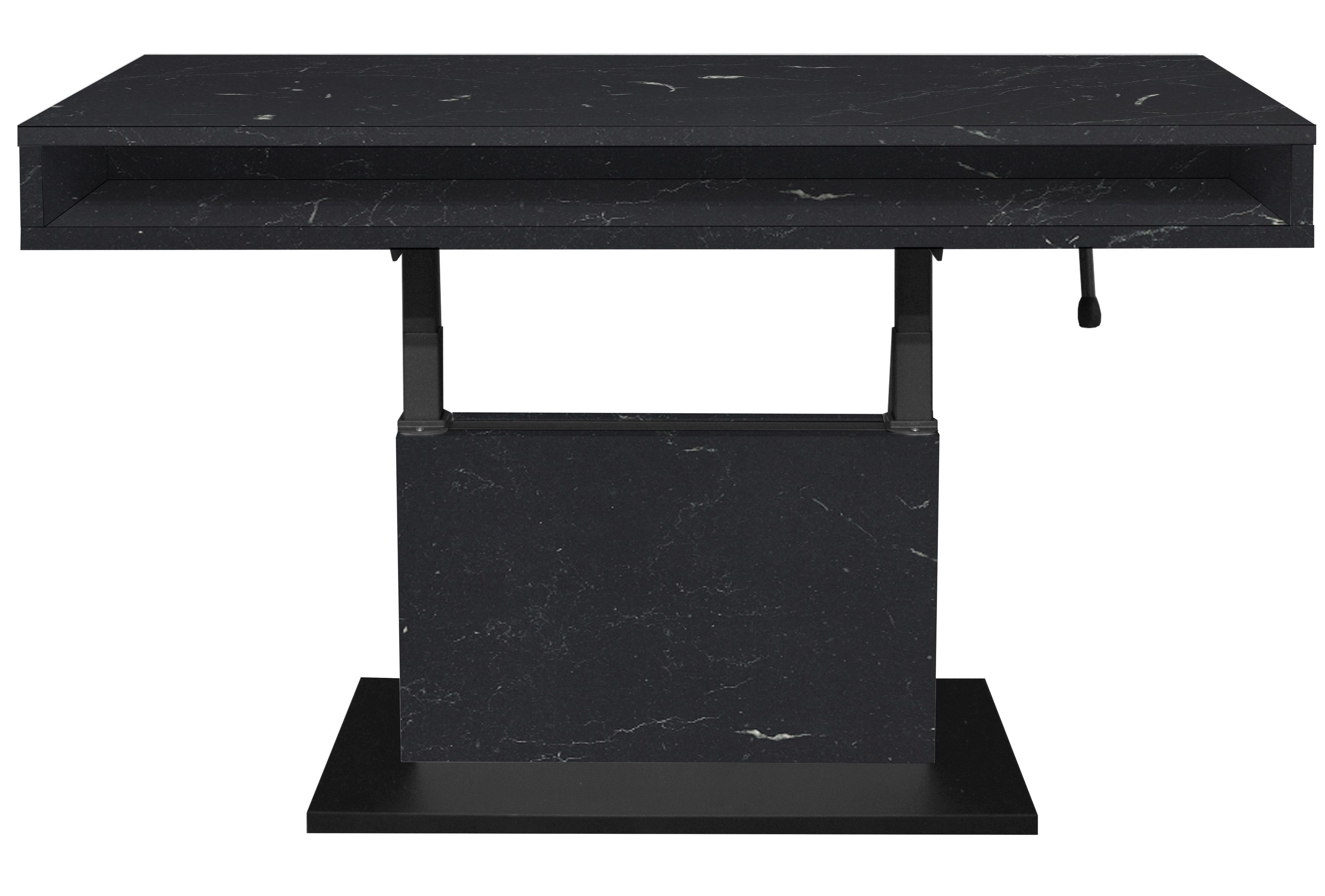 freiraum Couchtisch Lift, in keramik optik schwarz / schwarz - 110x59/78x60cm (BxHxT)