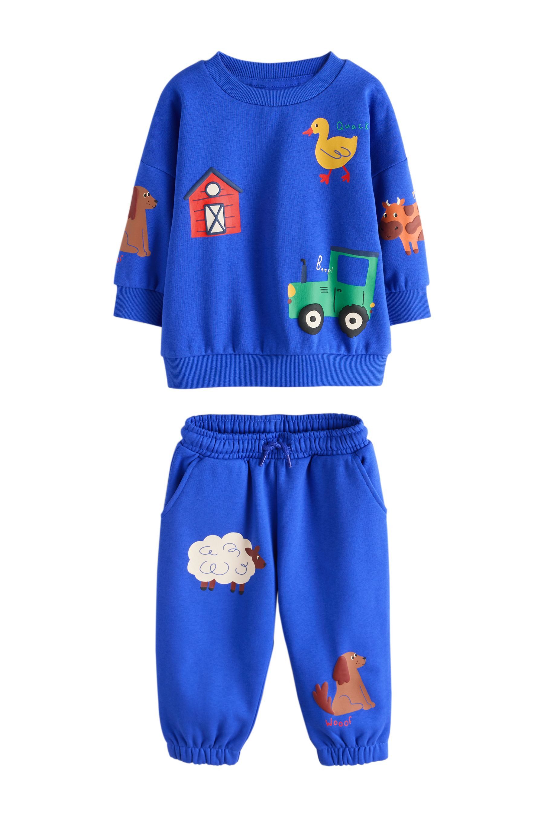 Next Sweatanzug Rundhals-Sweatshirt mit Print und Jogginghose (2-tlg)