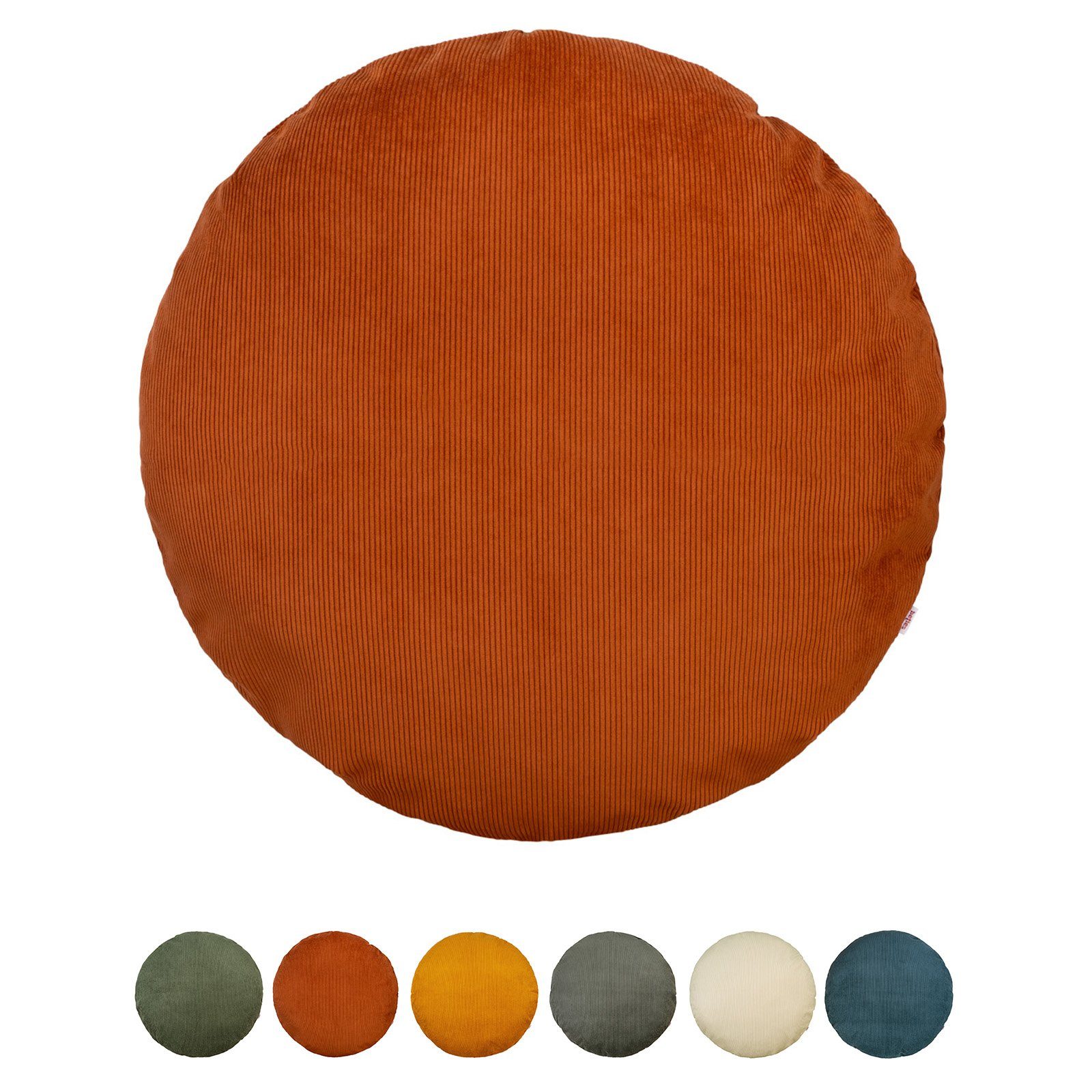 beties Kissenbezug HYggelig No.1, (1 Stück), Samtcord Bodenkissen-Bezug rund ca. 80 cm Ø Hygge Style rost-rot