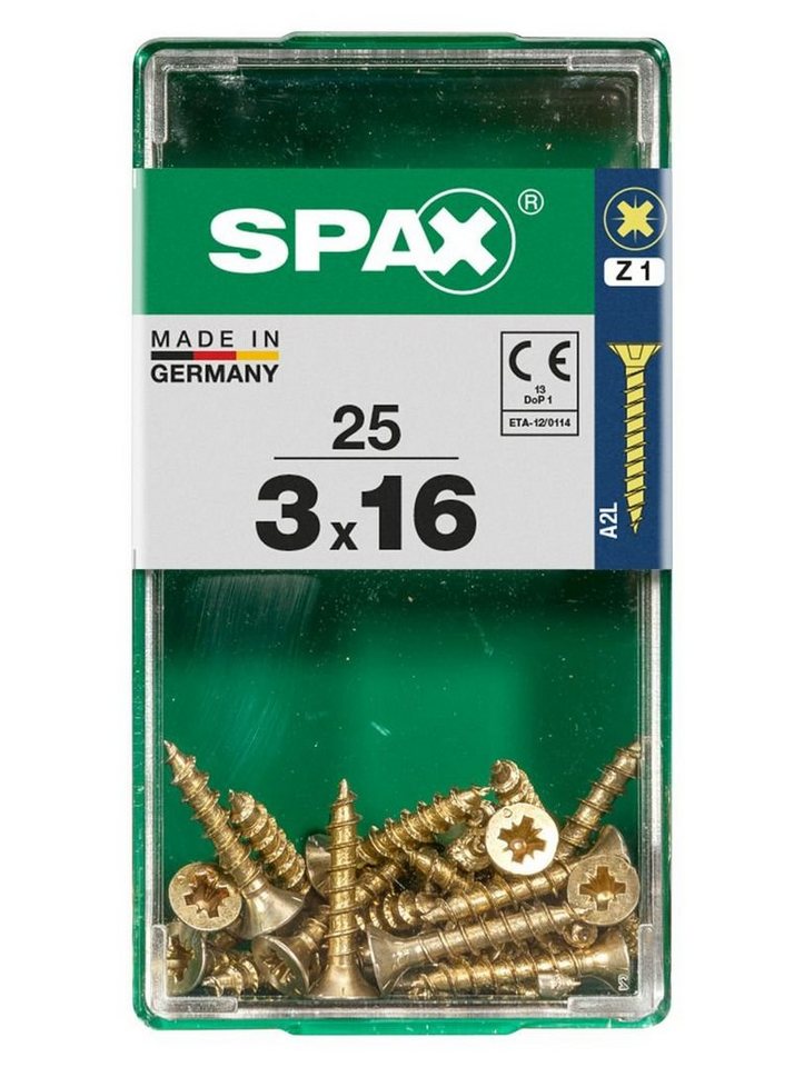 Thumbnail - SPAX Holzbauschraube Spax Universalschrauben 3.0 x 16 mm PZ 1 - 25 Stk.