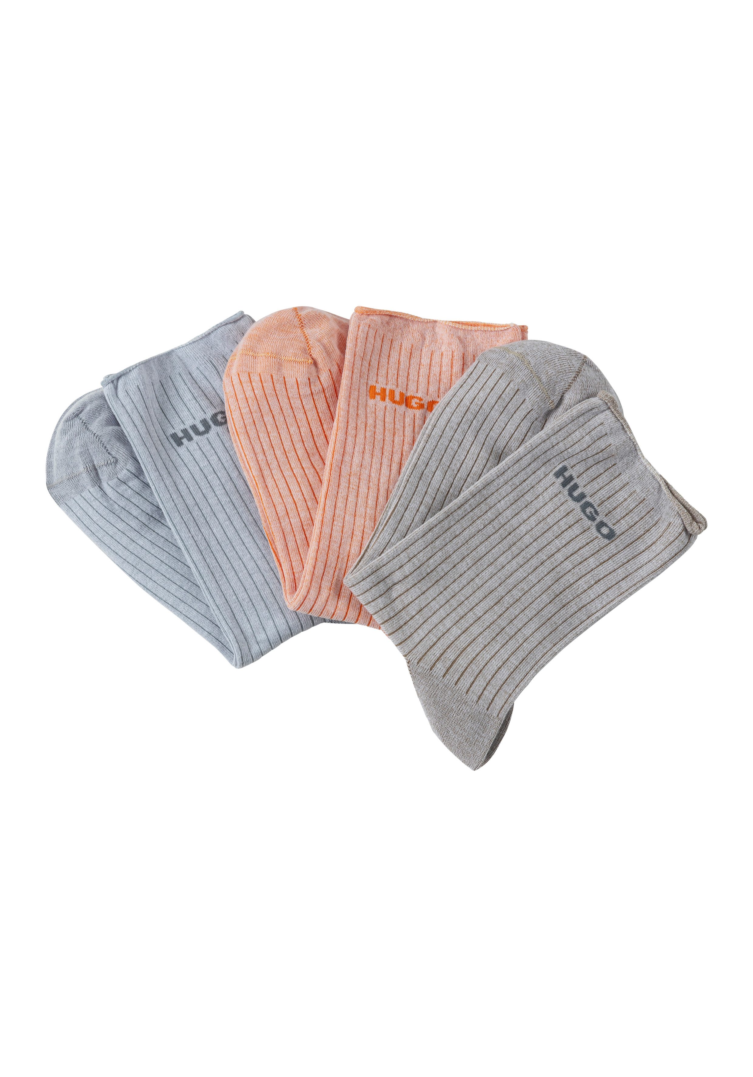 HUGO Socken 3P QS WASHED CC W (Packung, 3-Paar, 3er Pack) mit Markenschrift günstig online kaufen