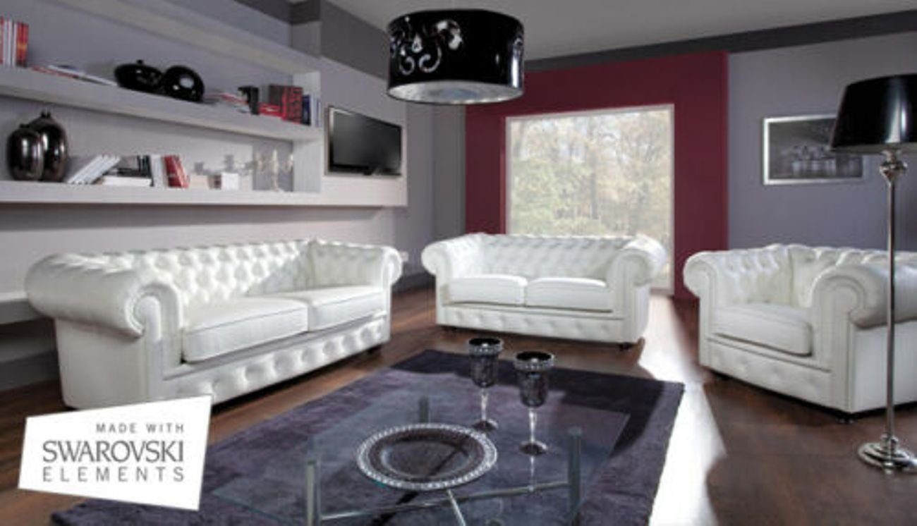 Sofa Made 3+1 Garnitur, Europe Sofa Couch Sitzer Chesterfield JVmoebel Set Klassische in