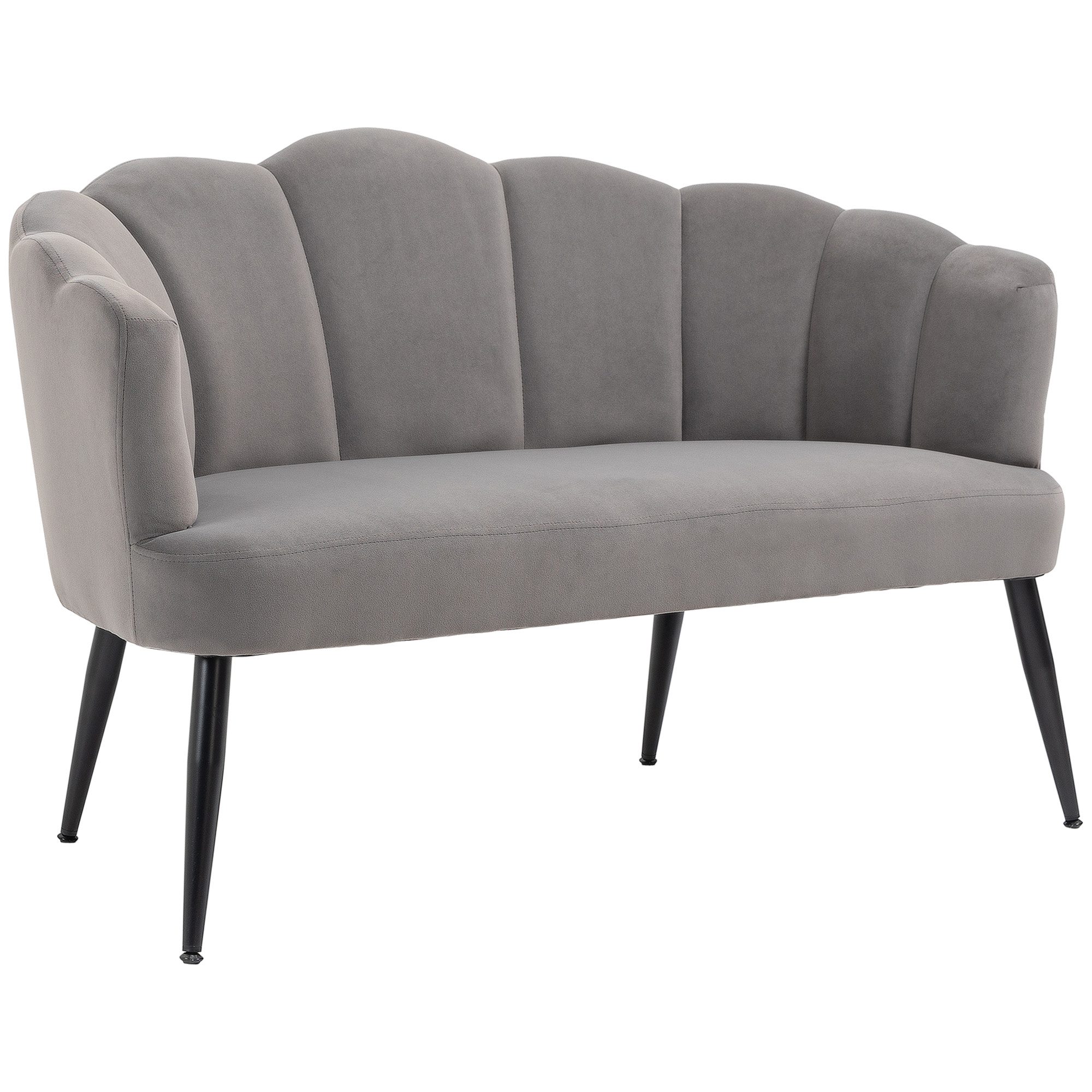 HOMCOM 2-Sitzer Sofa mit Armlehne, Muschelartige Rückenlehne, Metallbeine, günstig online kaufen