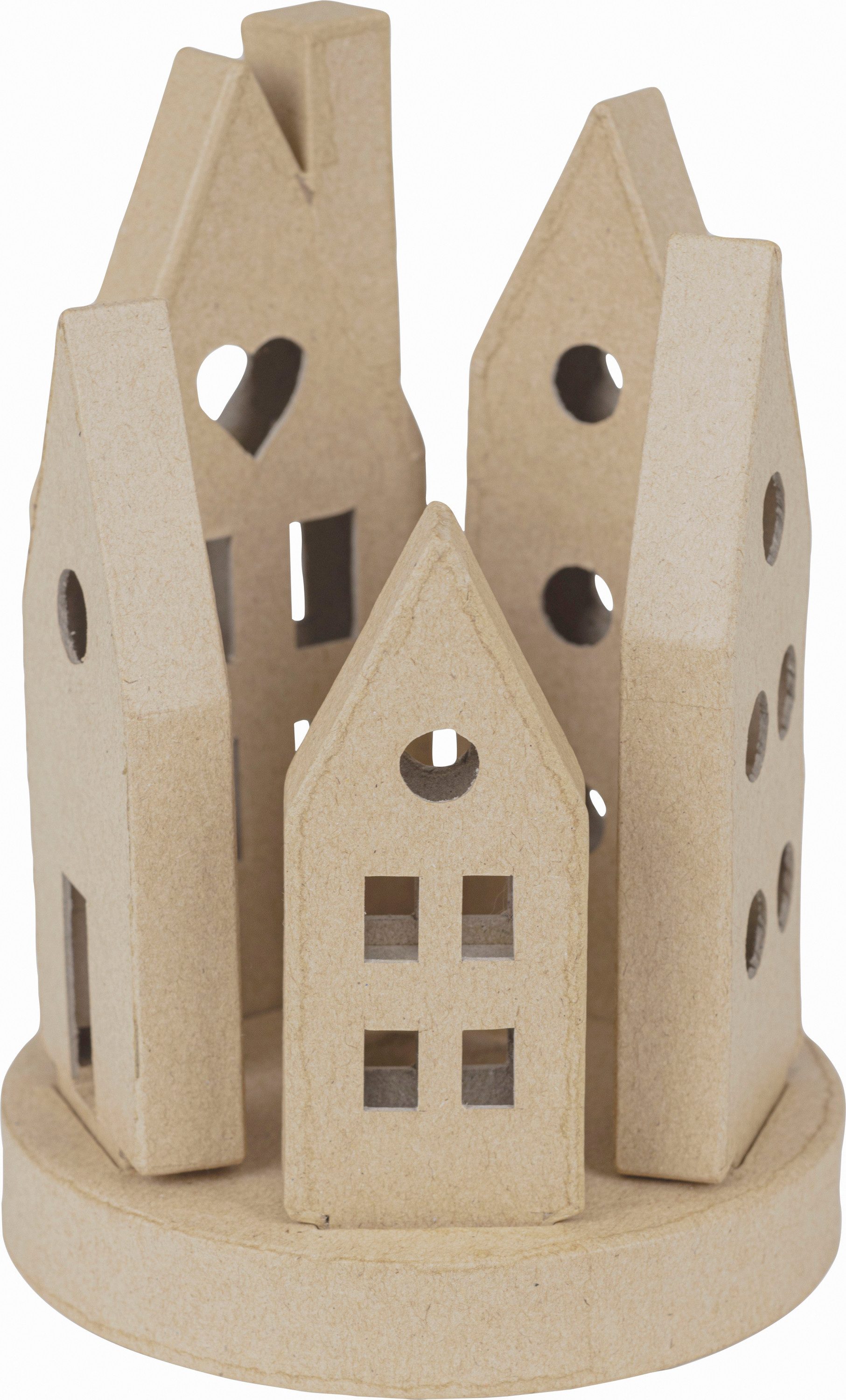 décopatch Dekofigur Teelichthalter Häuser (6 St), 6-tlg. Pappmaché 17x11,5cm