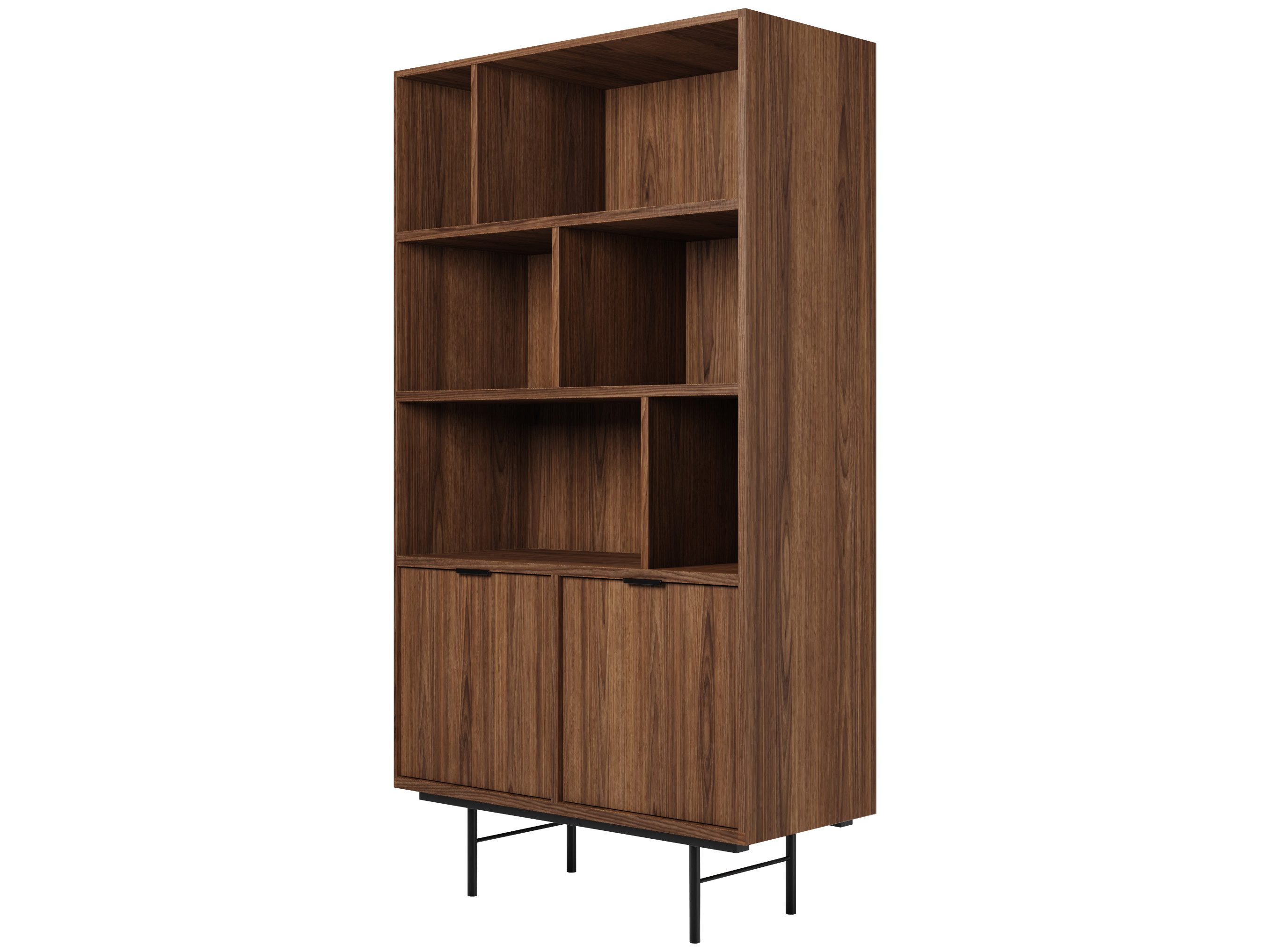 Beautysofa Bücherregal Evron mit 4 offene Regalböden und 2 Unterschränke, hohe Metallbeine, Breite: 90 cm