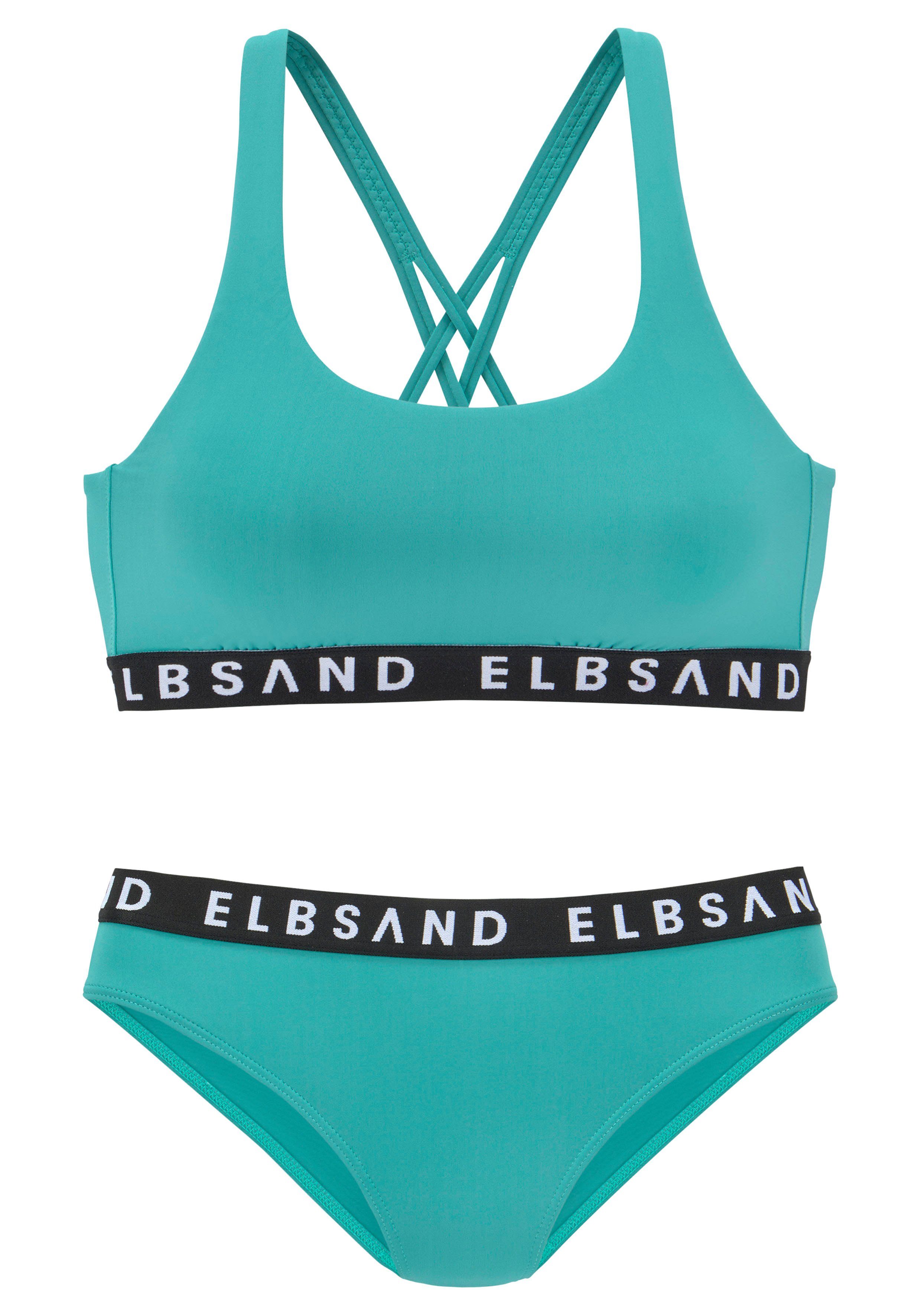Elbsand Bustier-Bikini mit Markenschriftzügen in Kontrastfarbe günstig online kaufen