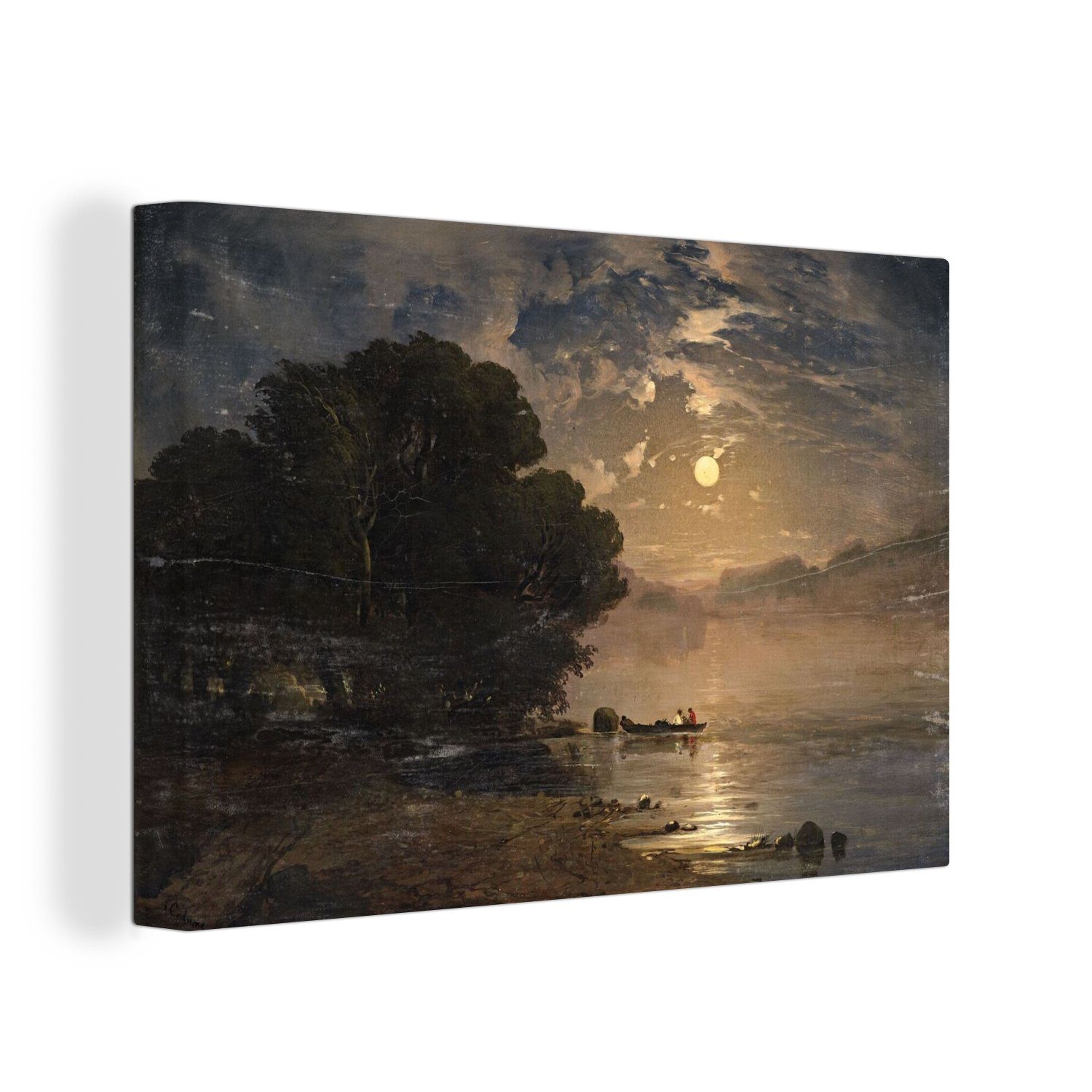OneMillionCanvasses® Leinwandbild Seelandschaft am Abend - Gemälde von Alexandre Calame, (1 St), Wandbild Leinwandbilder, Aufhängefertig, Wanddeko, 30x20 cm