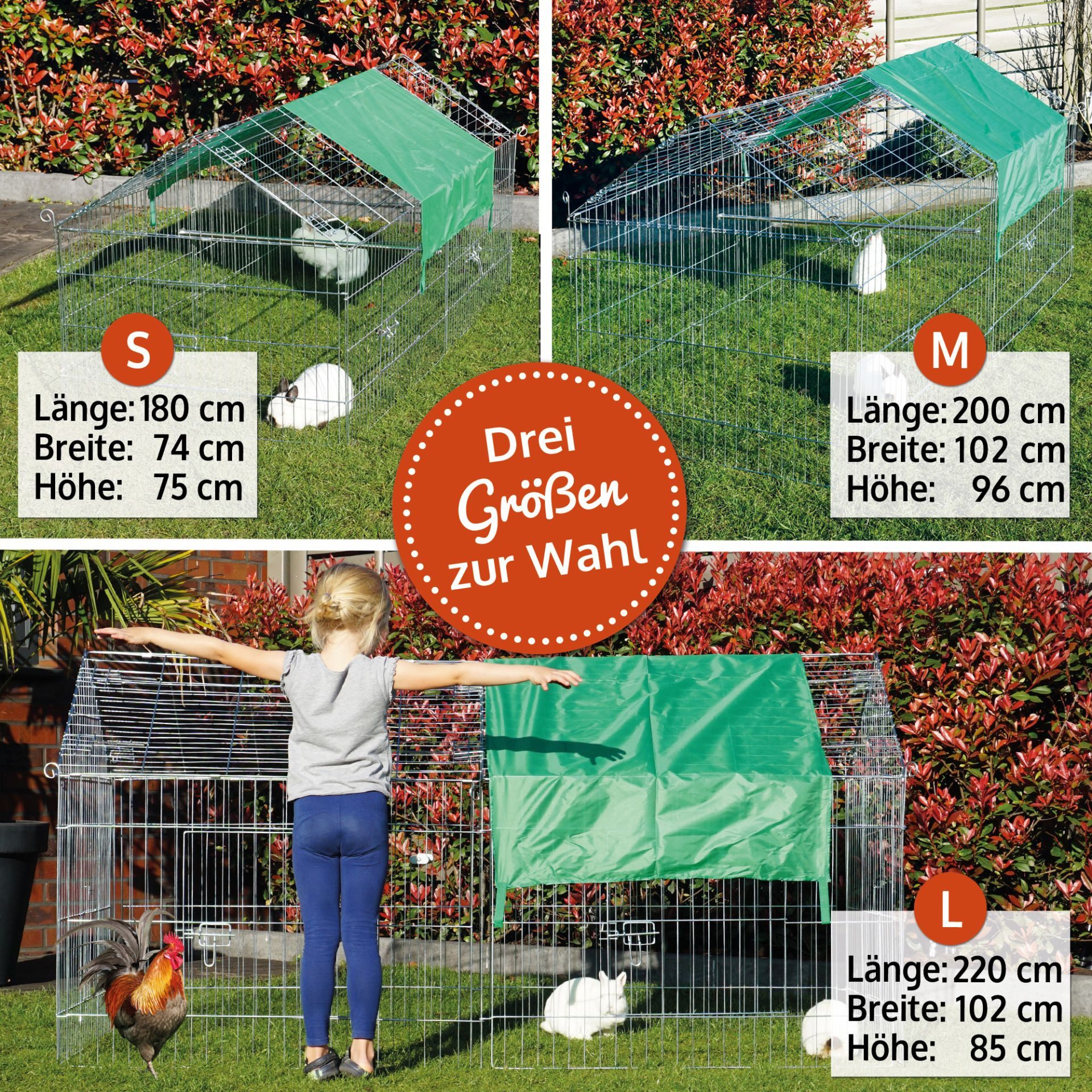 Zooprinz Freigehege Gittergehege mit Sonnenschutz für Hasen, Kaninchen, Hüh günstig online kaufen