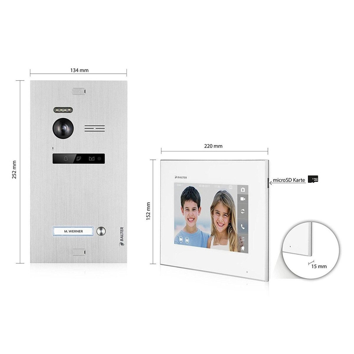 Balter Video-Türsprechanlage EVO Silber Video Türsprechanlage 2-Draht Wifi 4 Familienhaus
