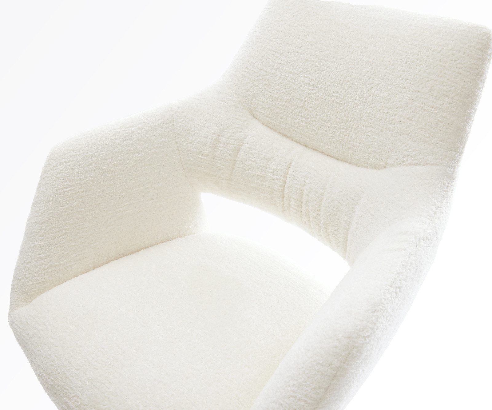 DELIFE Barhocker Yago-Flex, Drehfuß höhenverstellbar Edelstahl Silberfarben Bouclé Soft Beige Tasc