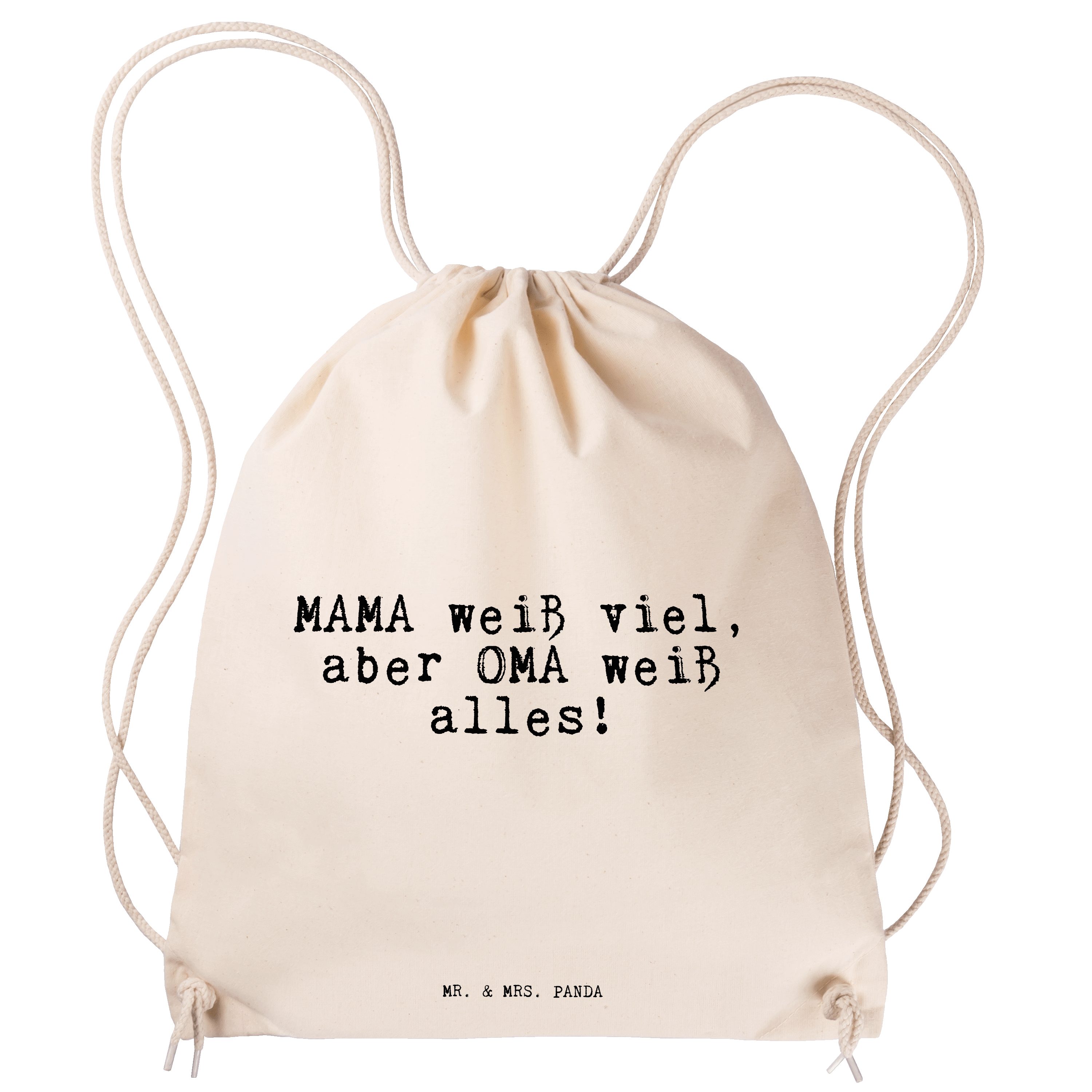 Mr. & Mrs. Panda Sporttasche MAMA weiß viel, aber... - Transparent - Geschenk, Sporttasche, Mutter (1-tlg)
