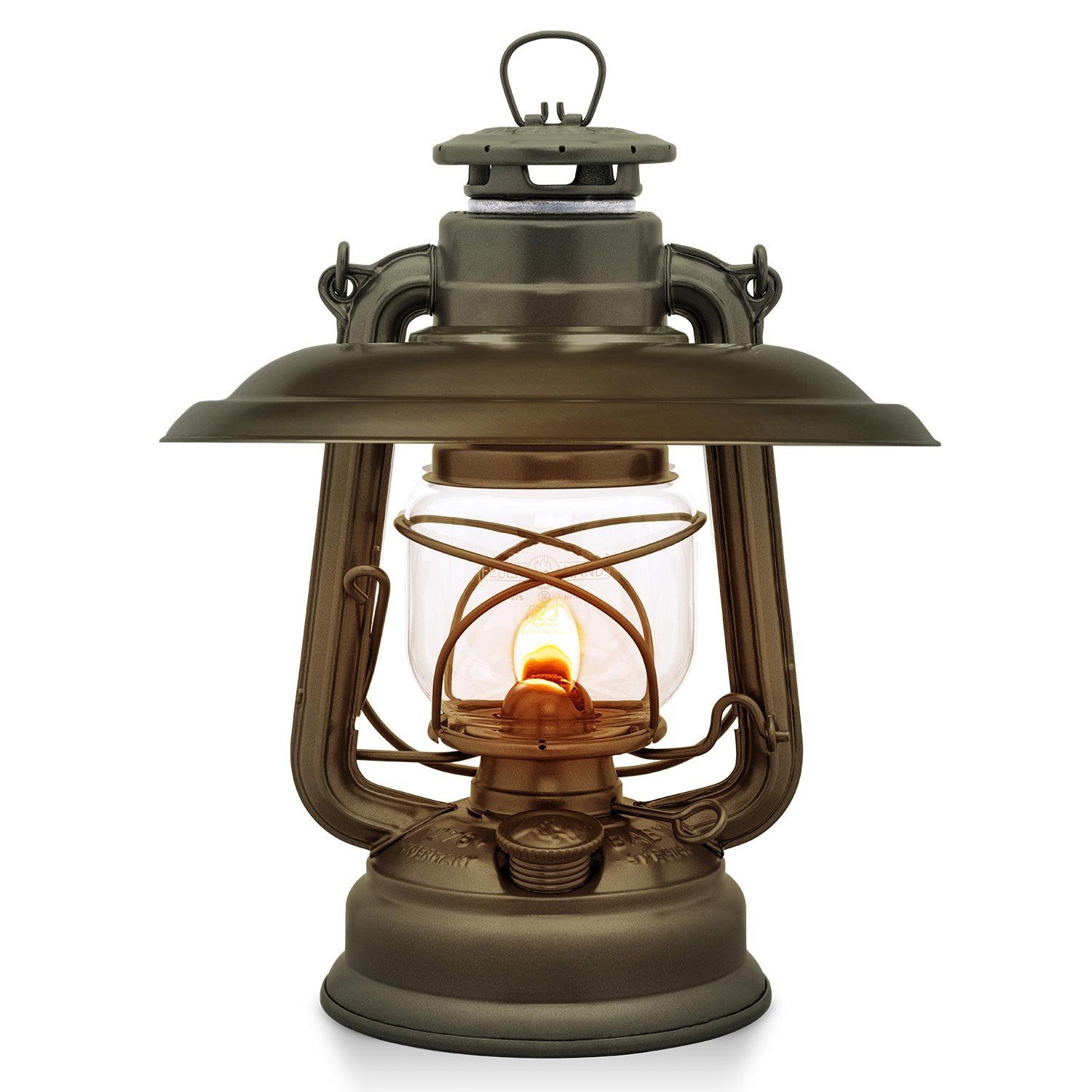 Feuerhand Outdoorkerze Sturmlaterne 276 inkl. Reflektorschirm (Spar-Set, 2-tlg., 1 x Lampe + 1 x Schirm), Farbe: Olive, pulverbeschichtet