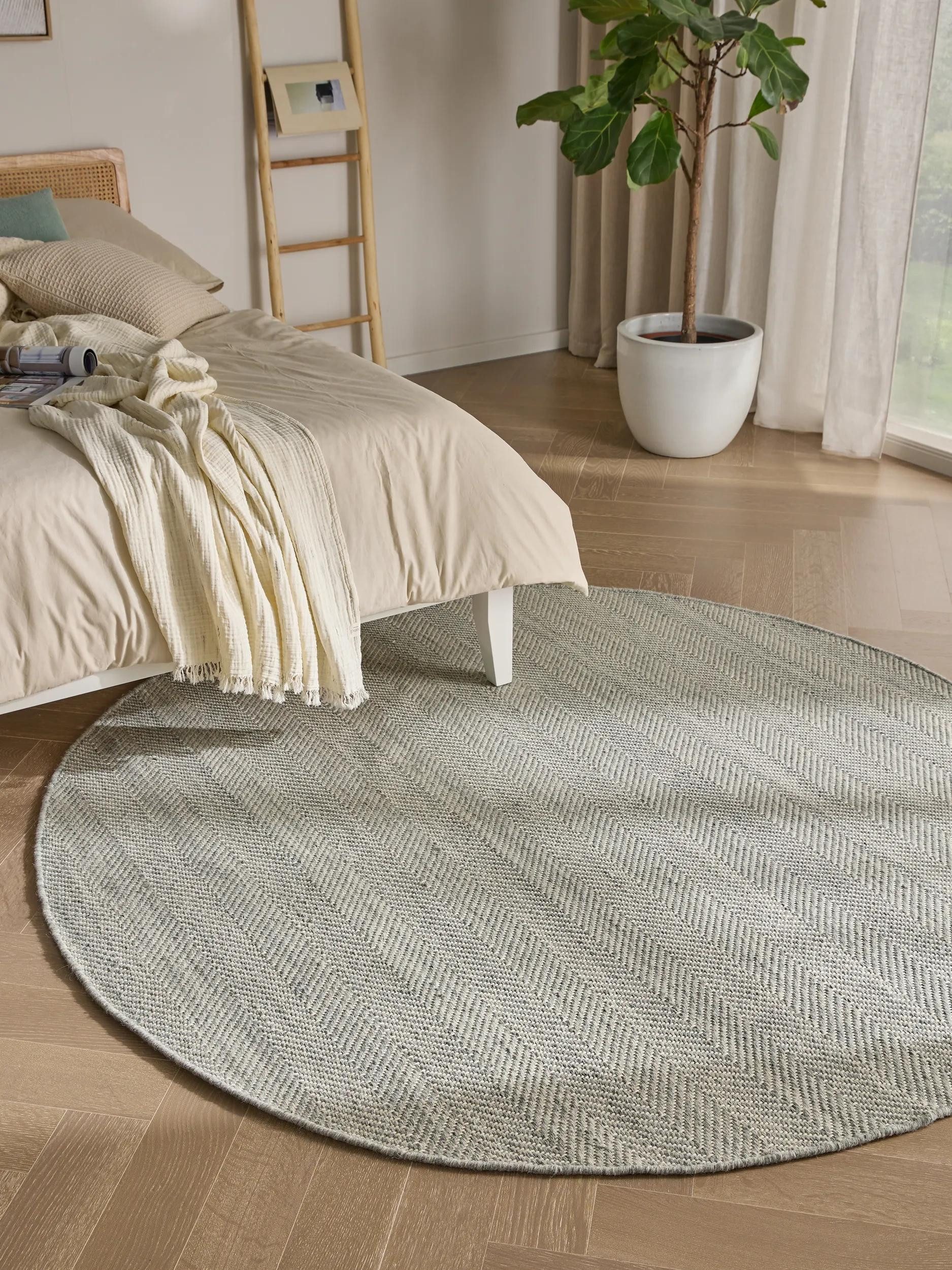 benuta Wollteppich Lars, rund, Höhe: 5 mm, Wolle, Teppich Wohnzimmer, Schlafzimmer, Esszimmer, Flur, Hygge & Cozy