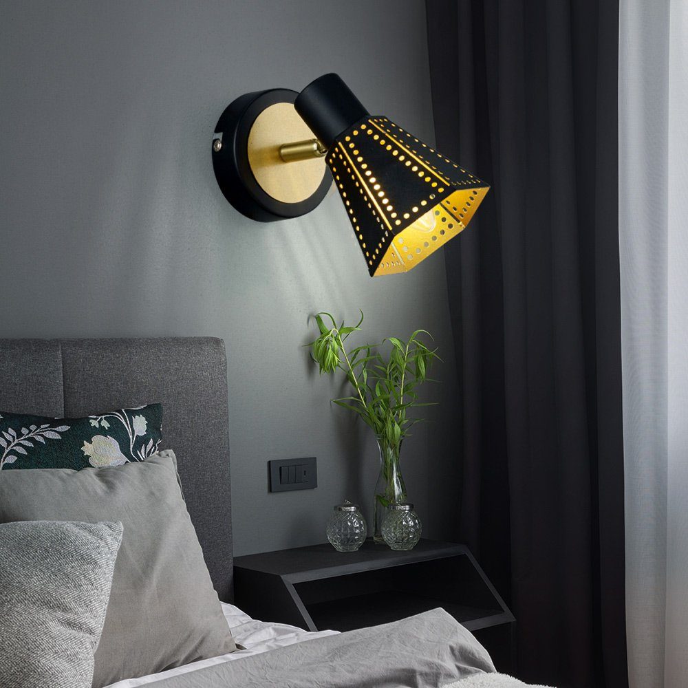 Wandlampe LED Wandleuchte etc-shop inklusive, schwarz Leuchtmittel LED gold Wandleuchte, Schlafzimmerlampe Spotlampe