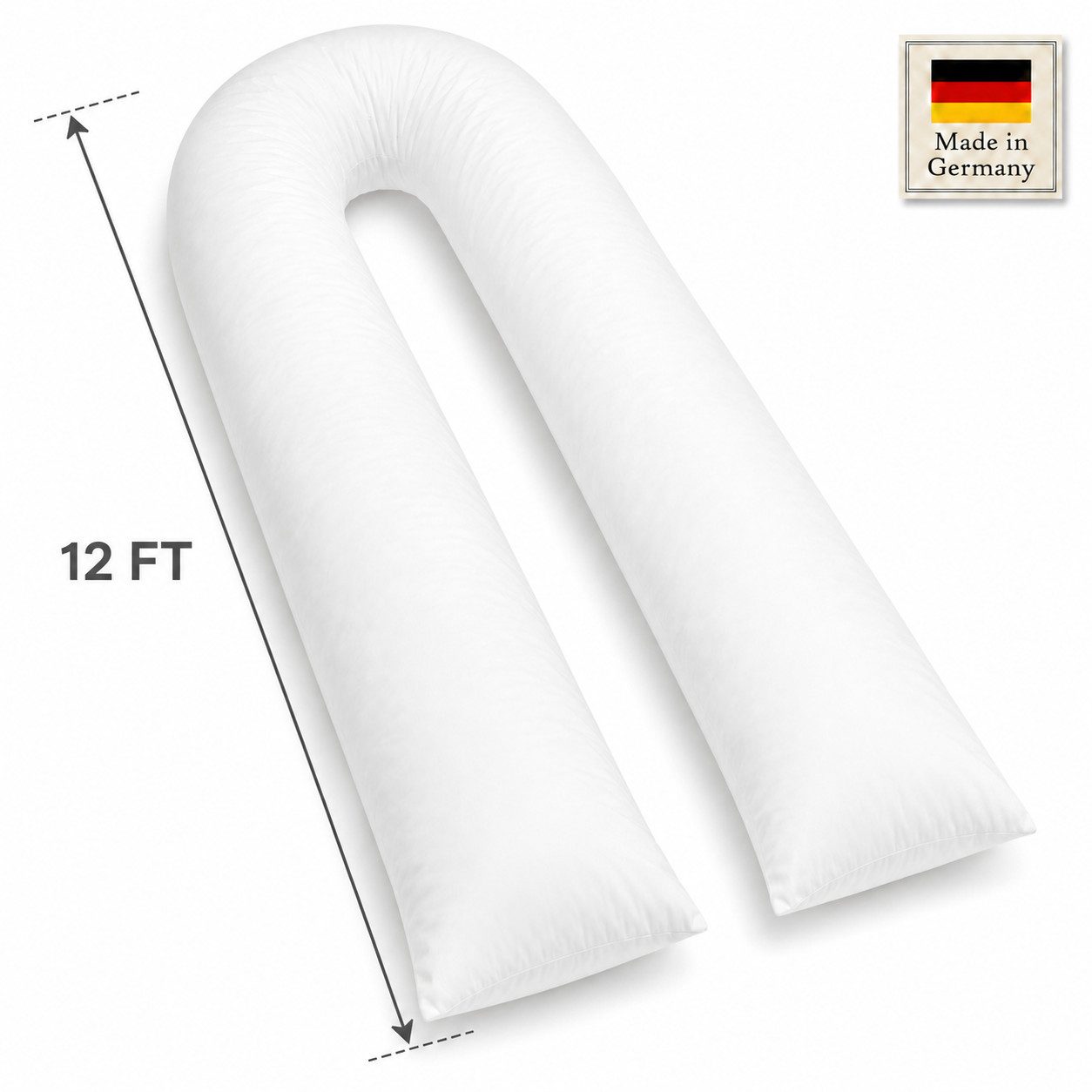 NEXGEN Luxus Baumwollkissen U-förmiges Schwangerschaftskissen 12 ft mit Bezug, Atmungsaktiv, Füllung: 100 % Polyester-Hohlfaser, Seitenschläfer, Bauchschläfer, Rückenschläfer, Spar-Set, Hergestellt in Deutschland, Deluxe Komfort