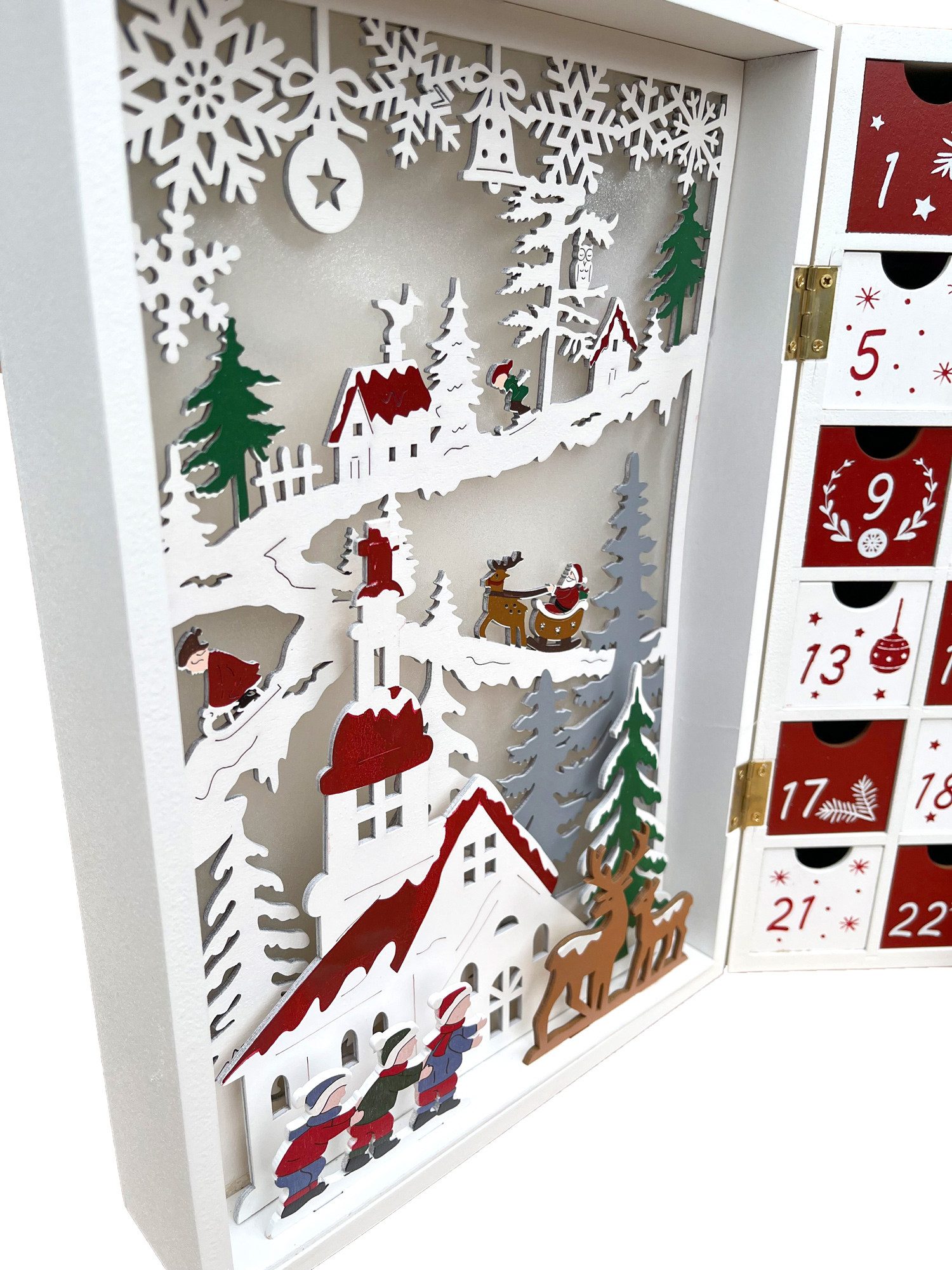 Lumineo befüllbarer Adventskalender Adventskalender 2026 Holz DIY bestücken Frauen Kinder 35cm bunt (1-tlg), wiederverwendbar – Bild 5 von 5