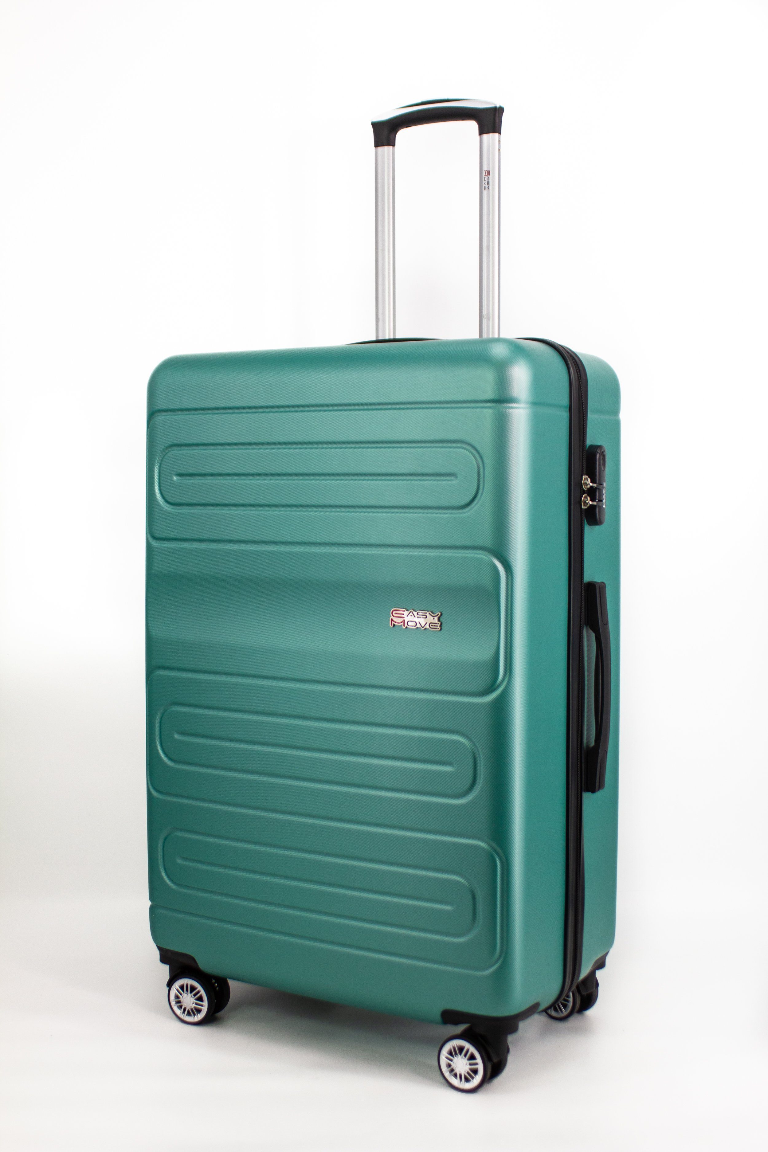052, Hartschalen-Koffer, Doppelrollen, Move Hartschalen-Trolley 100% Reisekoffer Easy 360° Silver ABS Jade Green