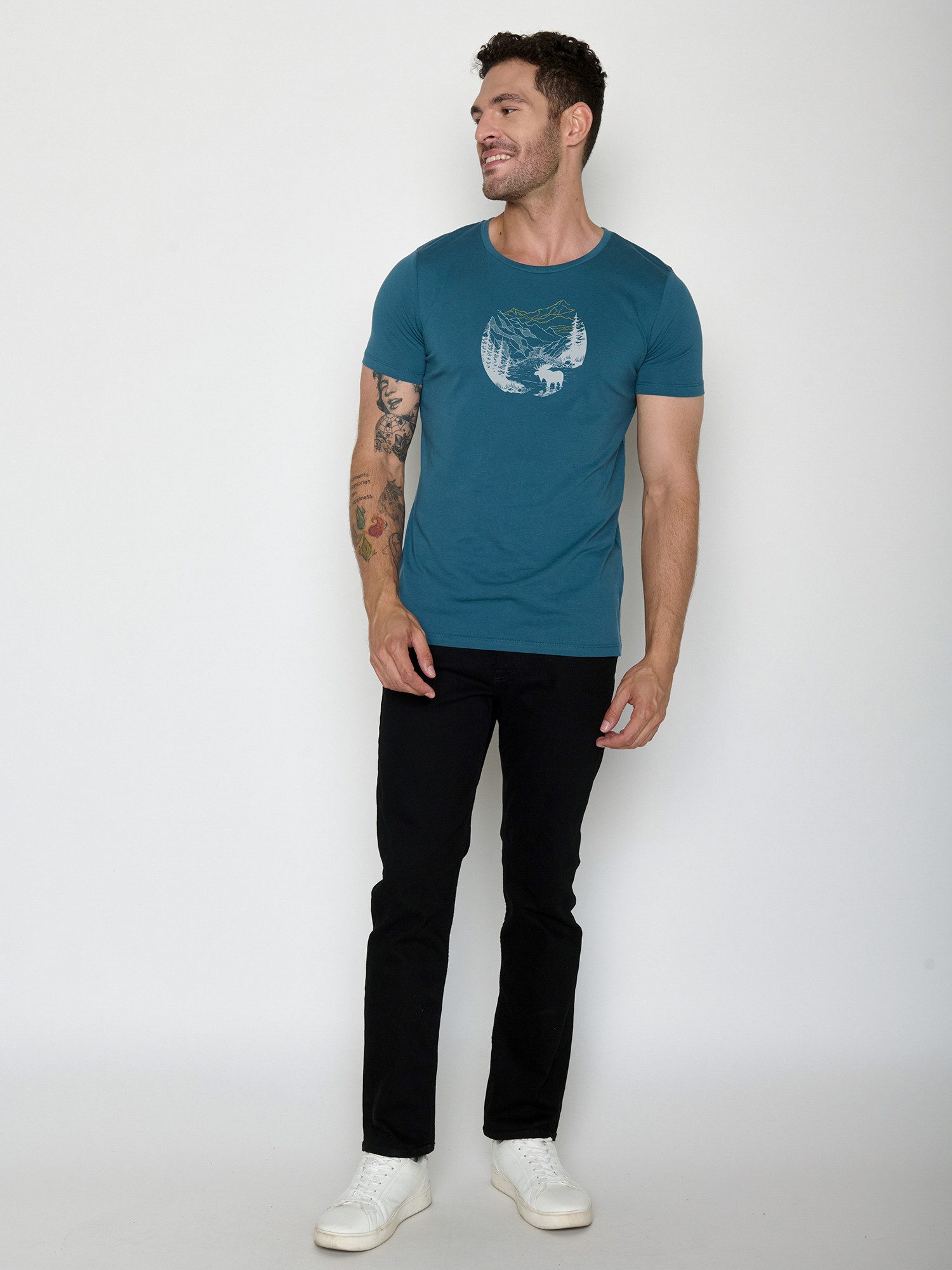 GreenBomb T-Shirt Guide Moose Creek (1-tlg., 1) klassischer Schnitt, tailliert, Rundhalsausschnitt, Bio-Baumwolle