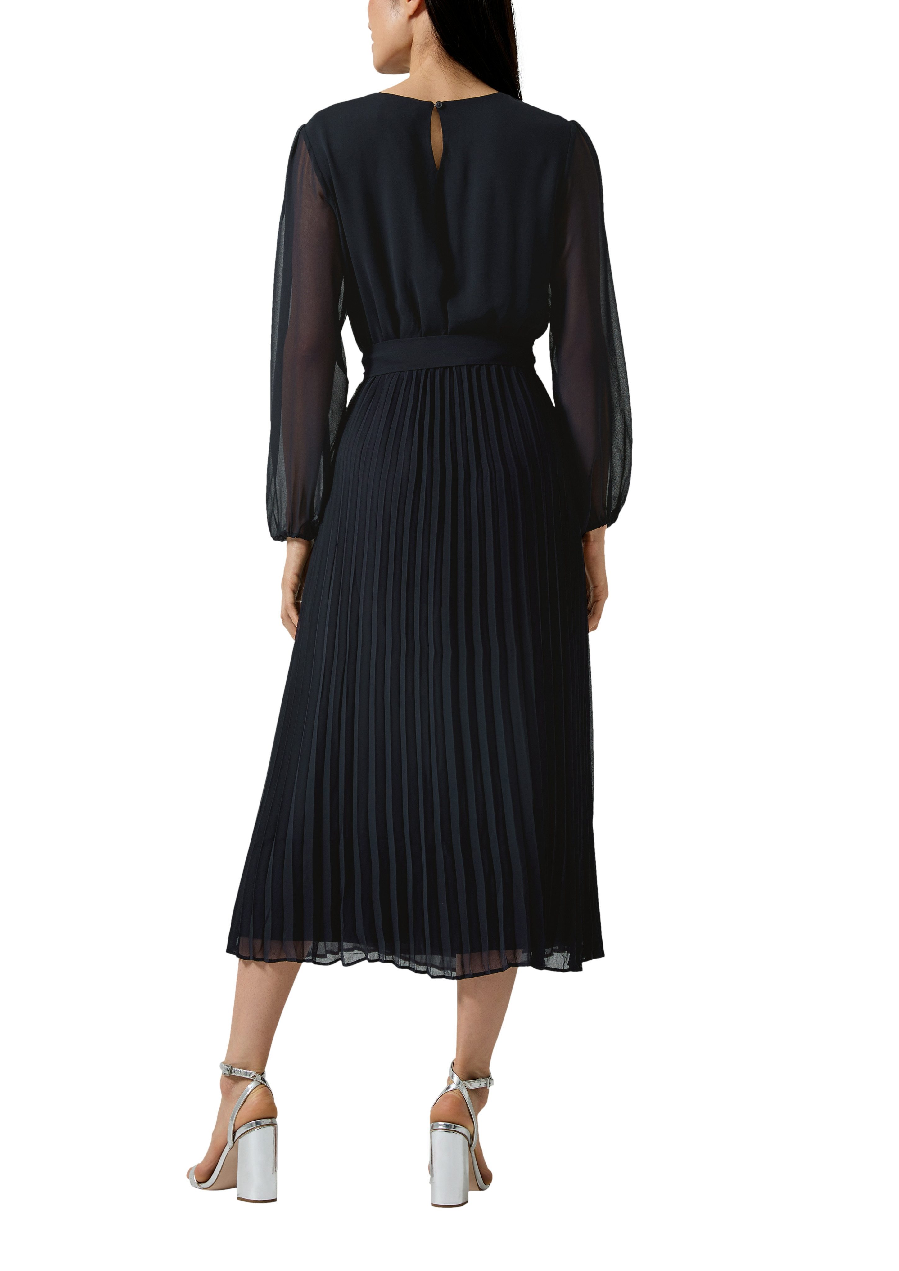 s.Oliver BLACK LABEL Meshkleid mit seitlichem Bindegürtel