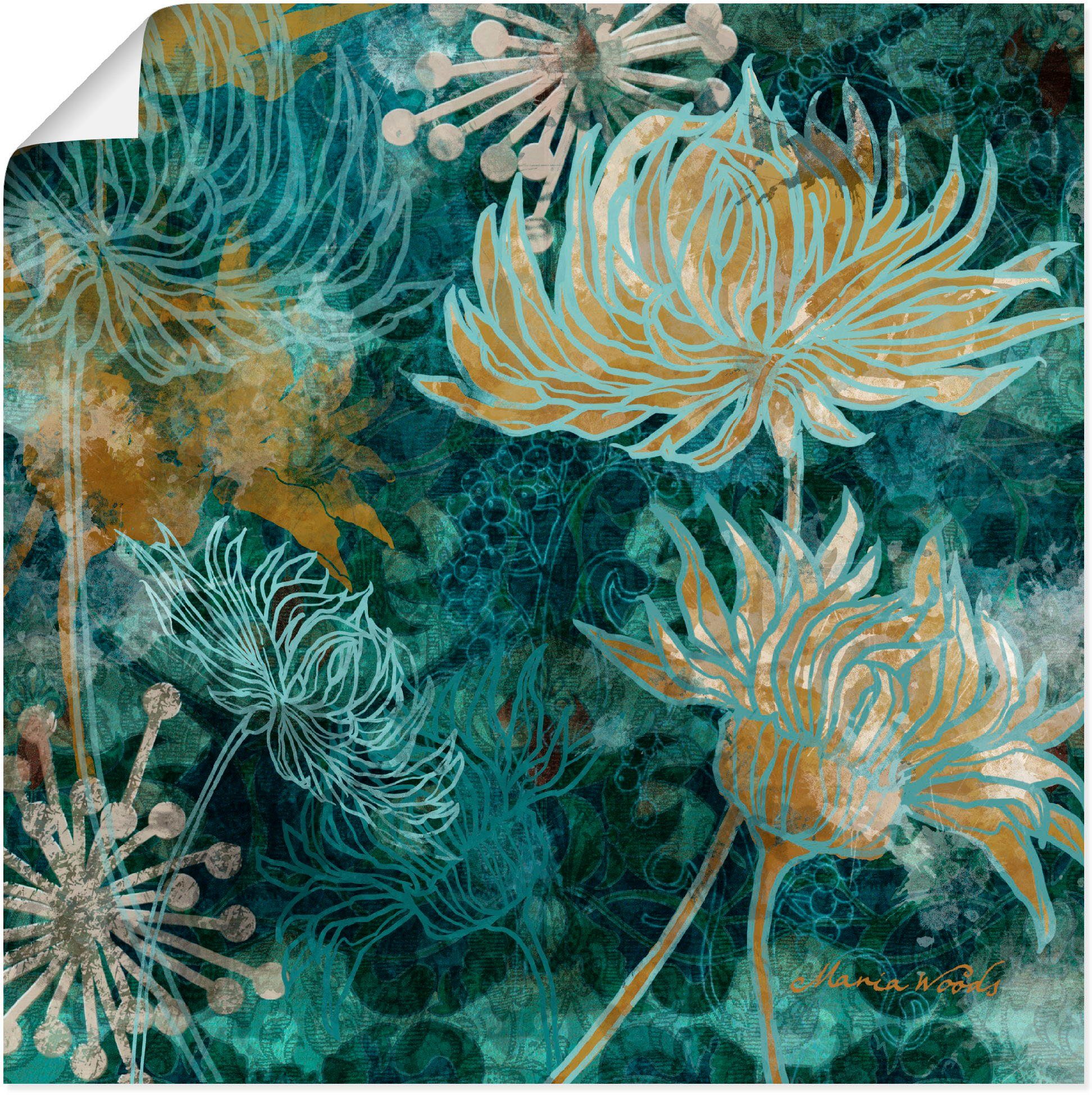 Artland Wandbild Blaue Chrysanthemen I, Blumen (1 St), als Alubild, Leinwandbild, Wandaufkleber oder Poster in versch. Größen