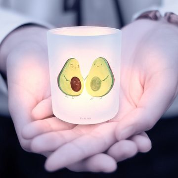 Mr. & Mrs. Panda Windlicht Avocado Pärchen - Transparent - Geschenk, Vegan, Avocuddle, Teelichtg (1 St), Stimmungsvolle Beleuchtung