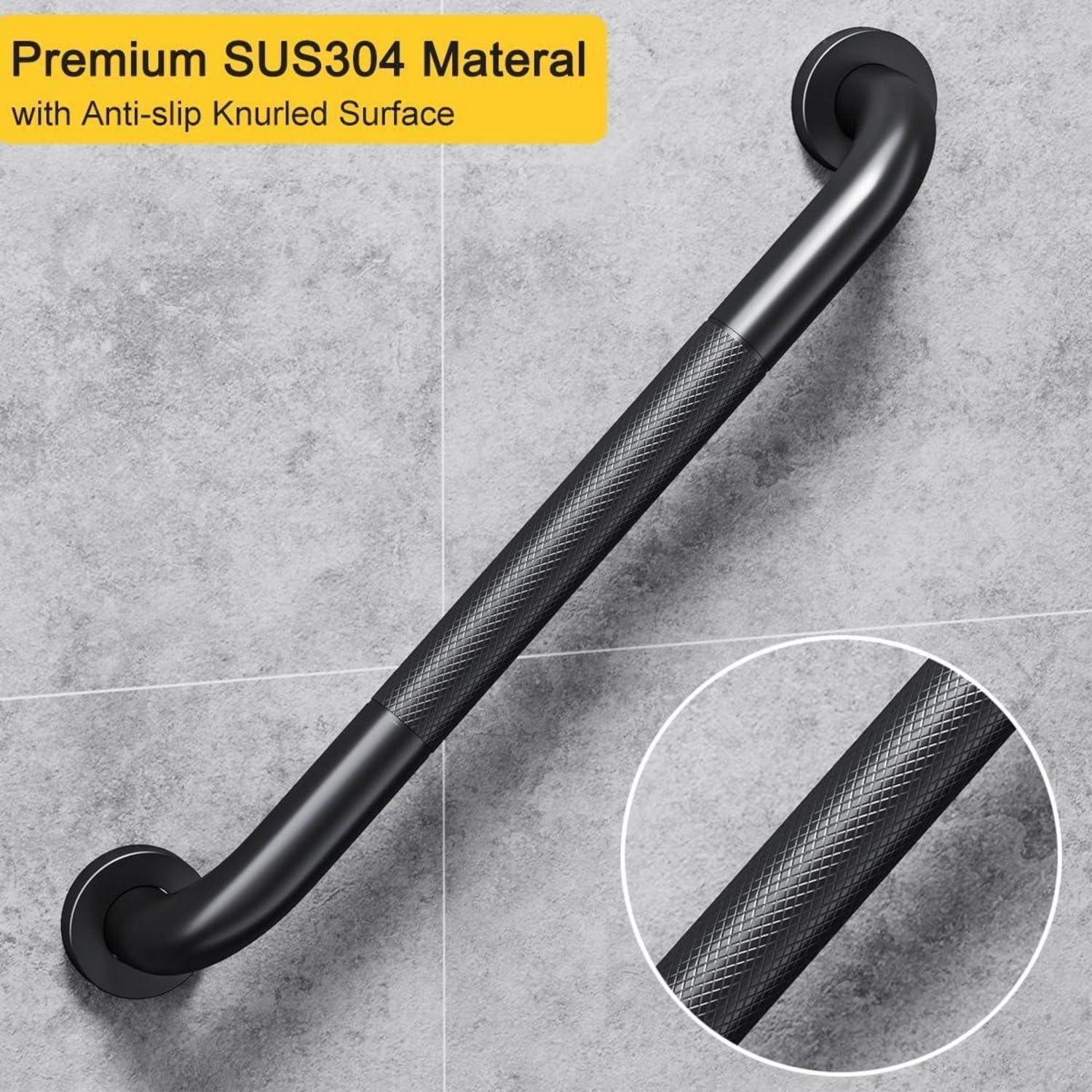 LuxusKollektion Badewannengriff 2er Set Haltegriffe Edelstahl Rutschfest 41 cm Schwarz