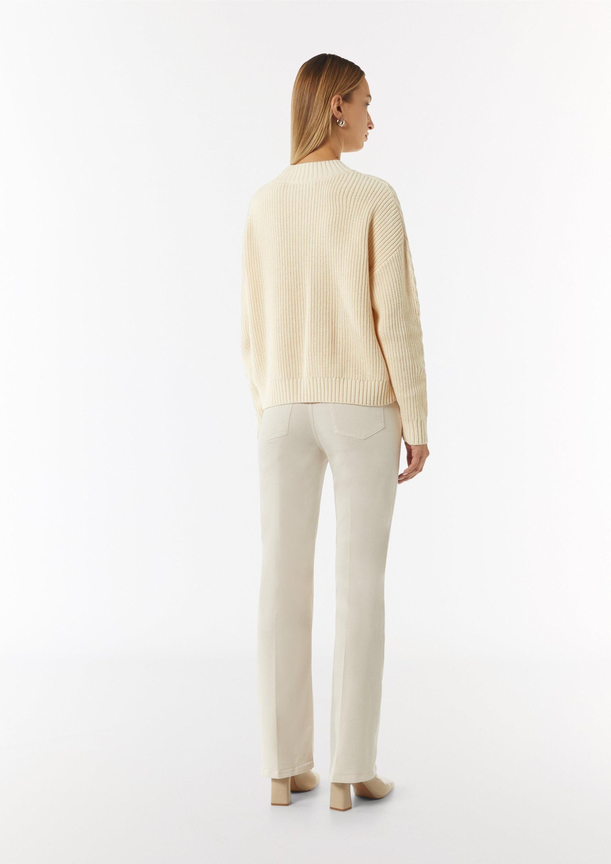 comma Longpullover Strickpullover Strickpullover mit Zopfmuster am Ärmel