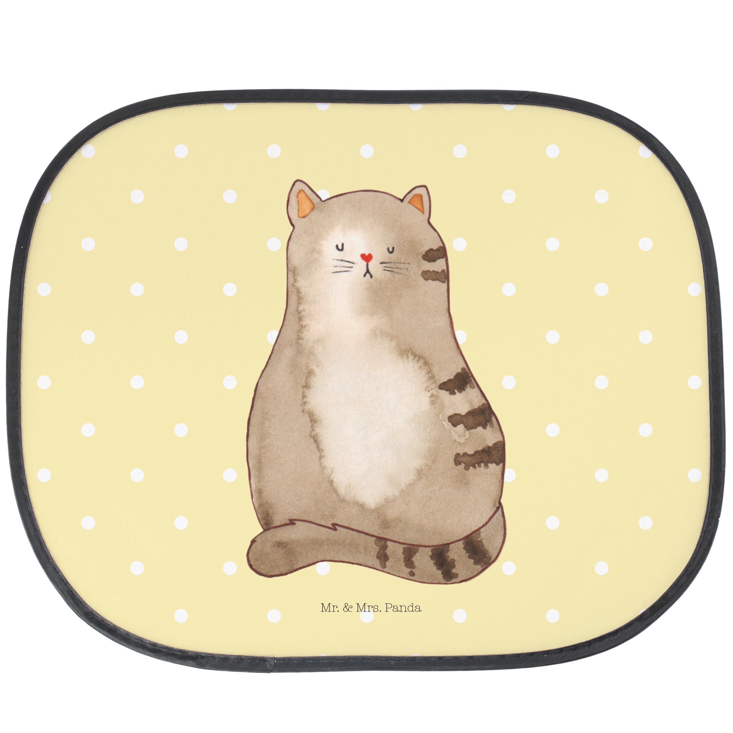 Sonnenschutz Katze sitzend - Gelb Pastell - Geschenk, Sonnenschutzfolie, Auto Sonn, Mr. & Mrs. Panda, Seidenmatt