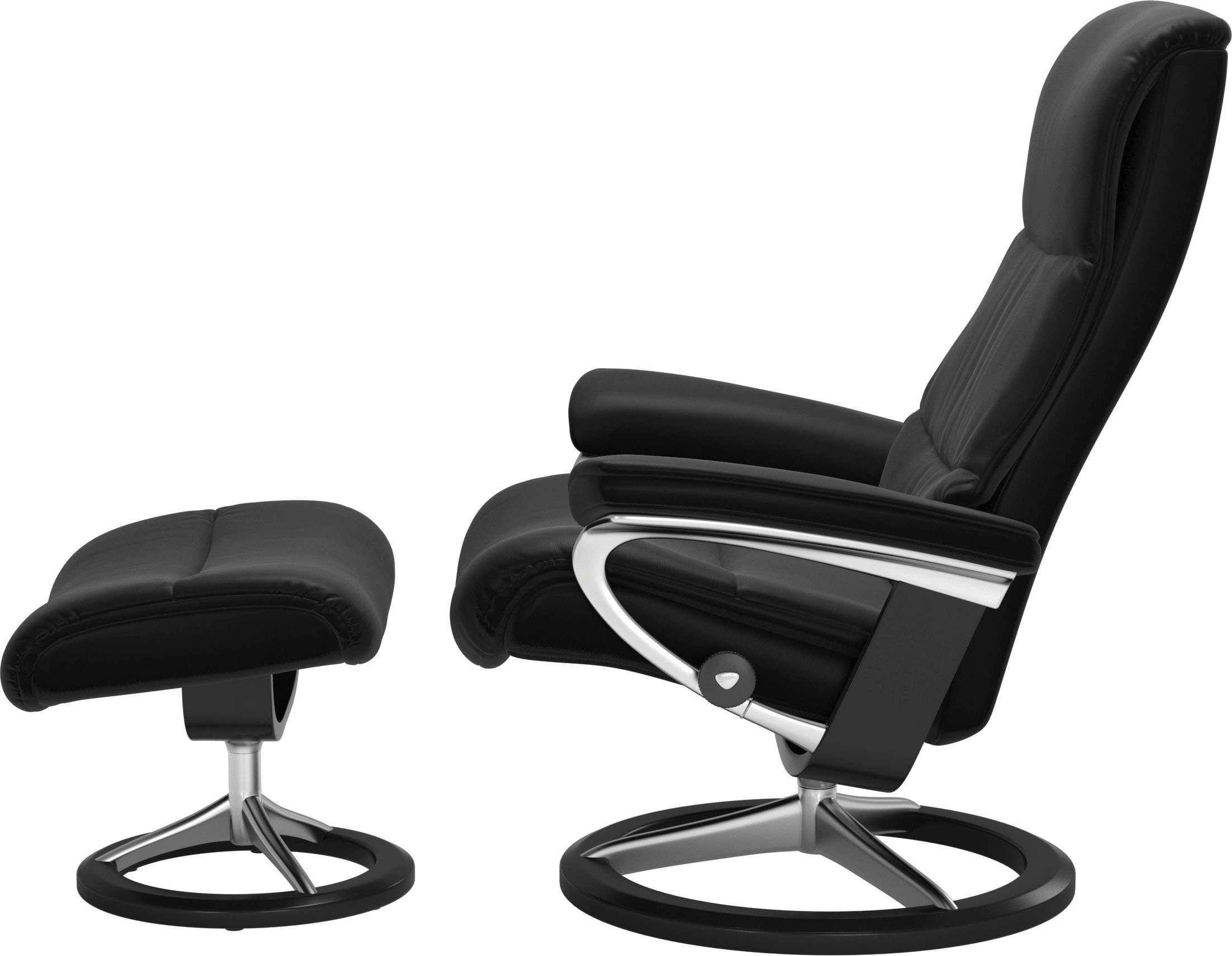 mit (Set, Größe mit Relaxsessel View Stressless® Schwarz S,Gestell Hocker), Signature Base, Relaxsessel