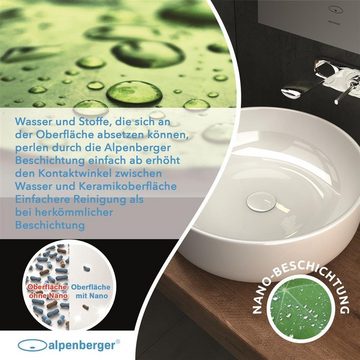 Alpenberger Waschbecken ohne Hahnloch - Aufsatzwaschbecken Klein - Waschtisch Waschschüssel (1-tlg. Waschschale, 1-St., Aufsatzwaschtisch), Gäste WC Waschbecken Rund mit Nano Beschichtung