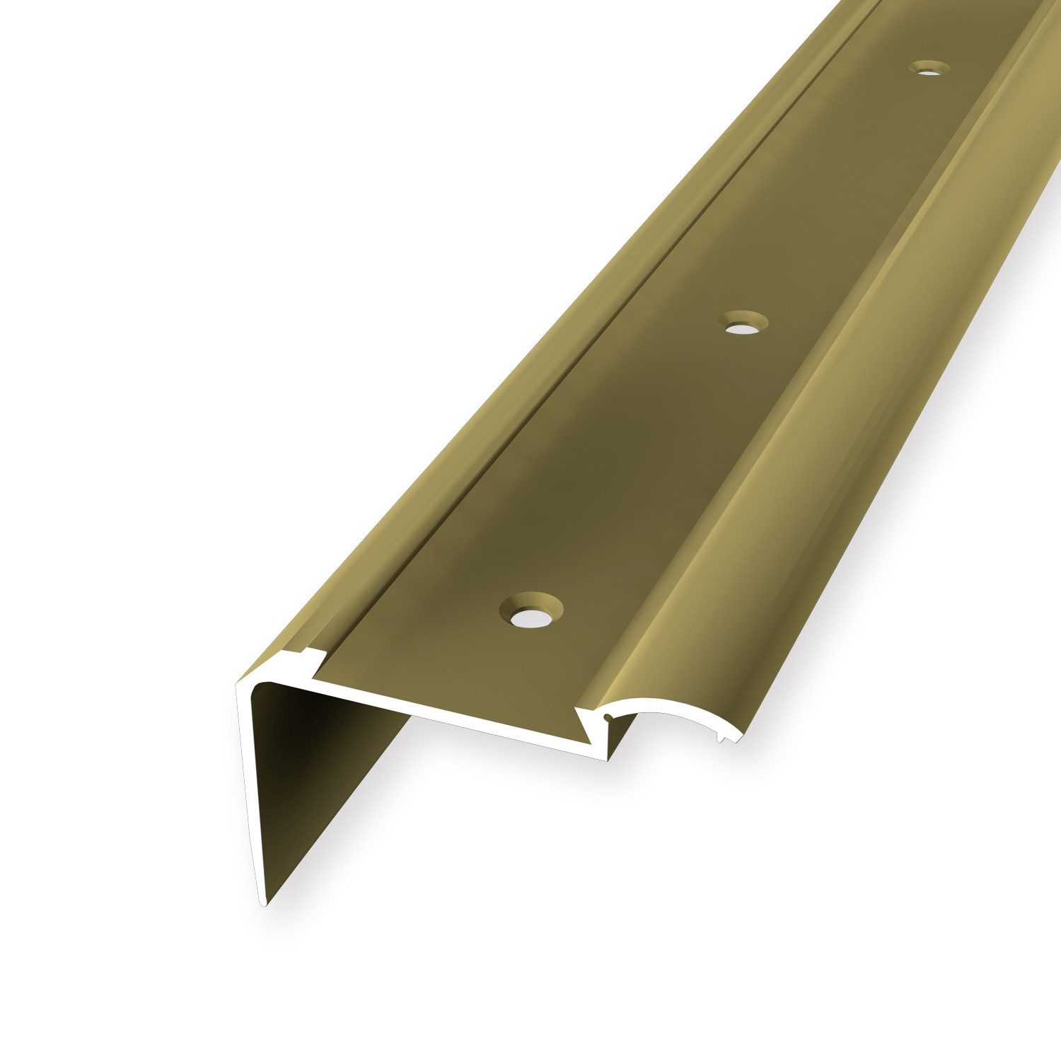 Küberit Treppenkantenprofil 33 x 51.5 x 2500 mm Winkelprofil Gold Gebohrt Aluminium