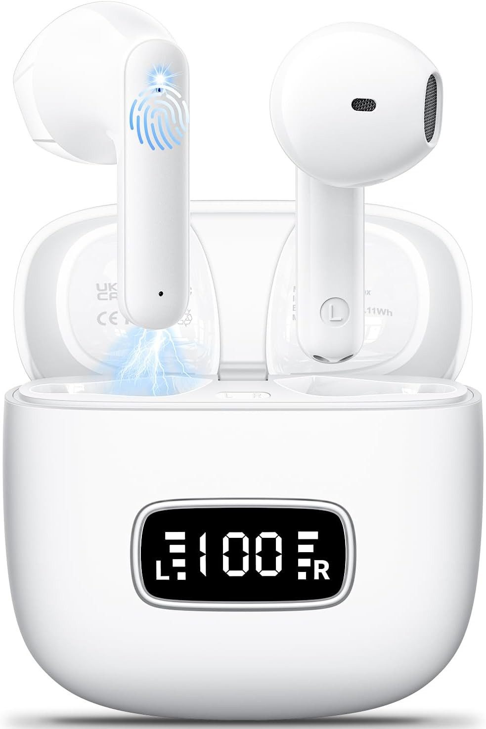 Godyse 42 Stunden Spielzeit mit nur einer Ladung In-Ear-Kopfhörer (4 Mikrofone mit ENC-Technologie reduzieren Umgebungsgeräusche um 35 dB, für kristallklare Anrufe in jeder Umgebung., Leichtes Design und superweiches Material für maximalen Tragekomfort)