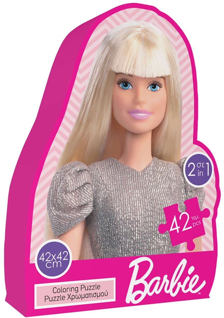 42x42, Steckpuzzle 42-tlg Puzzle 2in1 XL-Teile Barbie Malpuzzle Diakakis Puzzleteile