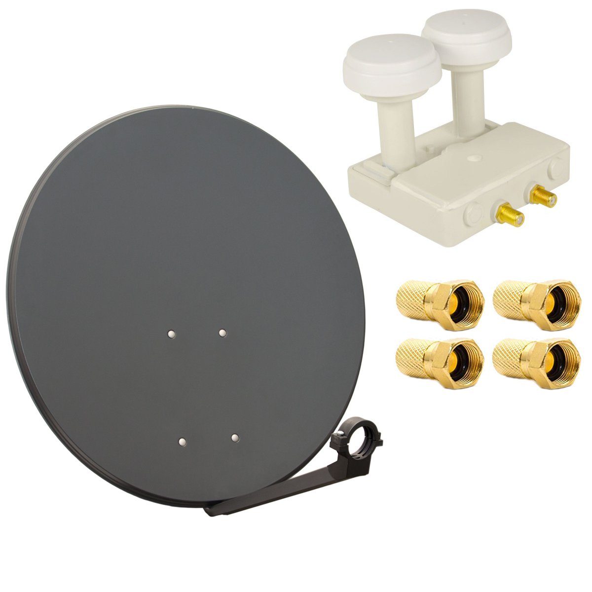 PremiumX SatellitenKomplettanlage 80cm Satellitenschüssel Anthrazit