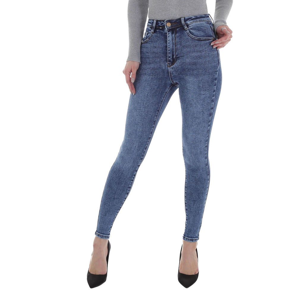 Ital-Design Skinny-fit-Jeans Damen Freizeit Used-Look Stretch High Waist  Jeans in Blau