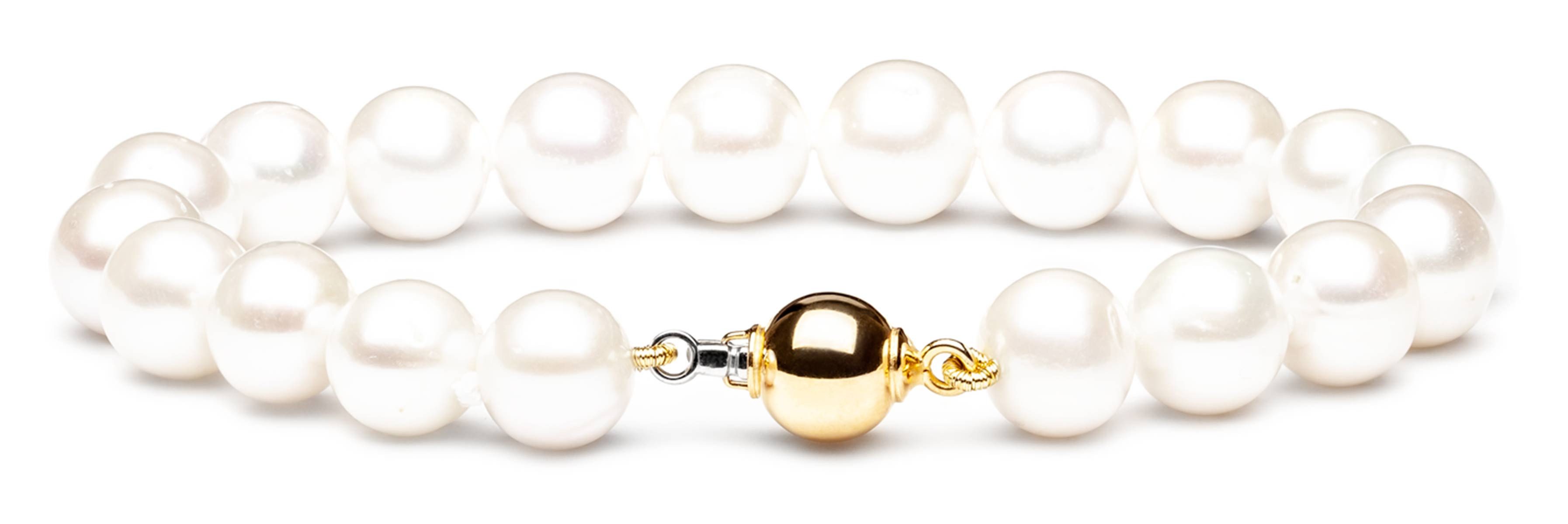 Gaura Pearls Perlenarmband klassisch-elegant weiß rund 9-10 mm, echte Süßwa günstig online kaufen