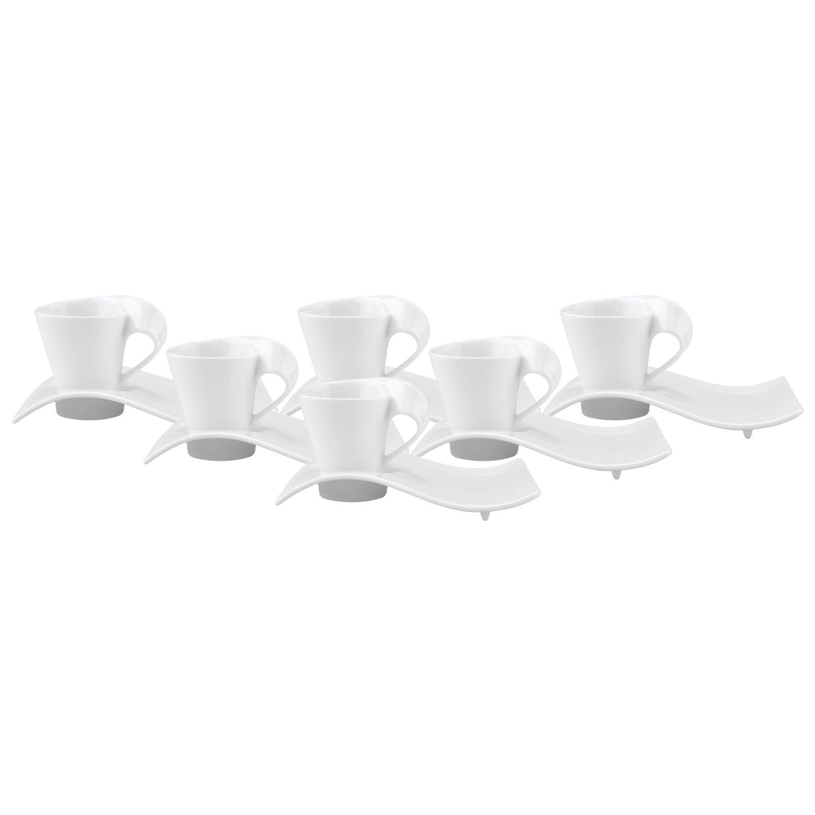 Villeroy & Boch Espressotasse NewWave Caffè Espressotassen mit Unterteller 80 ml, Porzellan