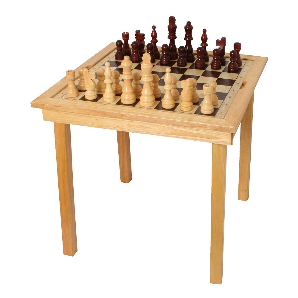 Bartl Spielesammlung Spieltisch Schach, Dame & Ludo, Exklusiver Spieltisch aus Holz