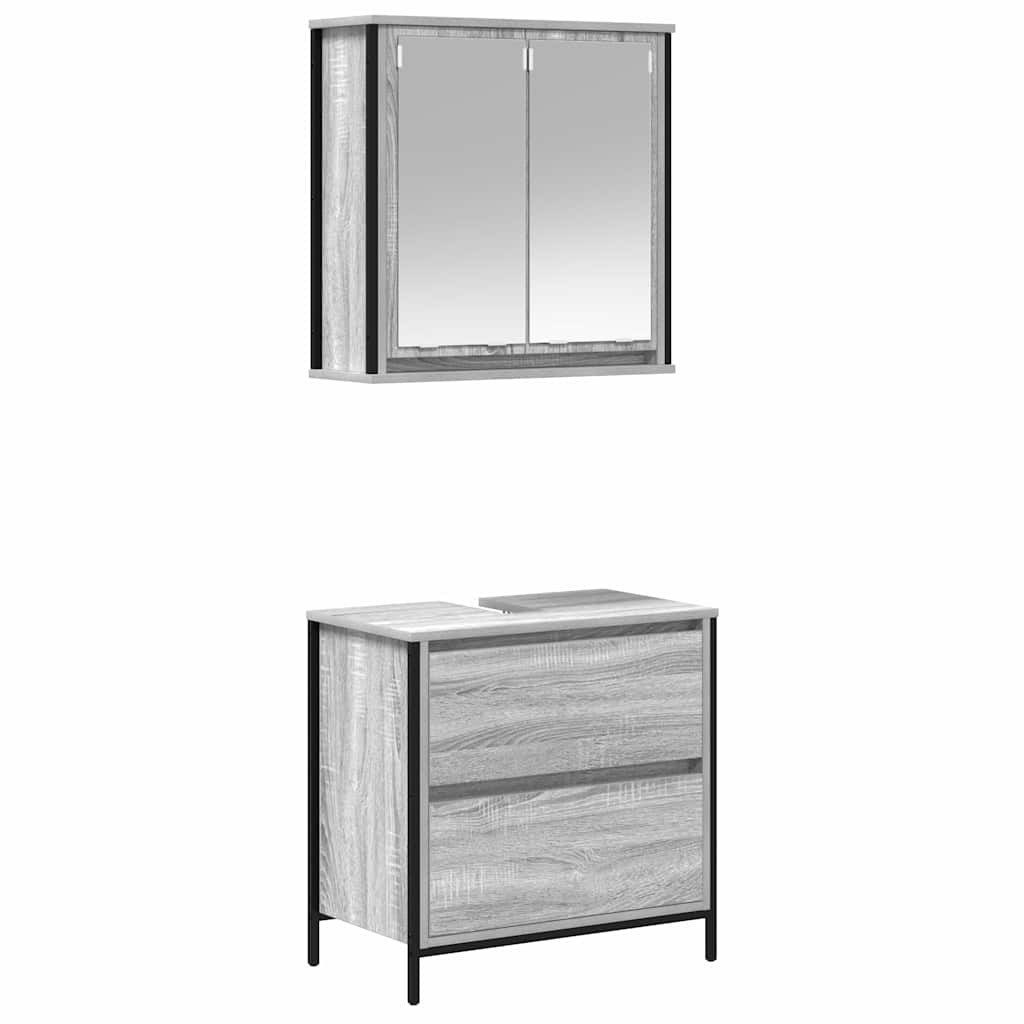vidaXL Badezimmer-Set 2-tlg. Badmöbel-Set Grau Sonoma günstig online kaufen